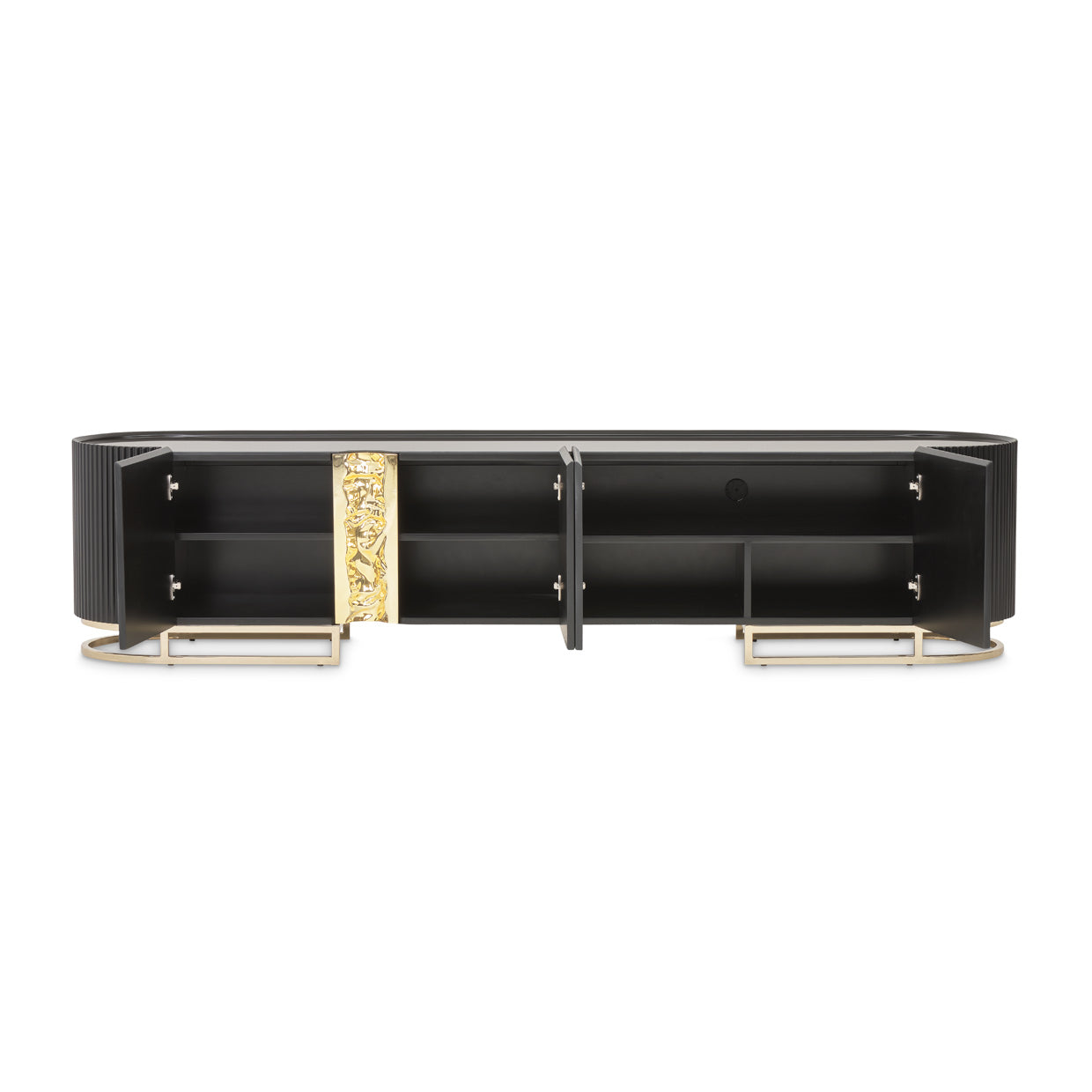 Lisbon Silken Matte Black Media Cabinet - Ornate Home