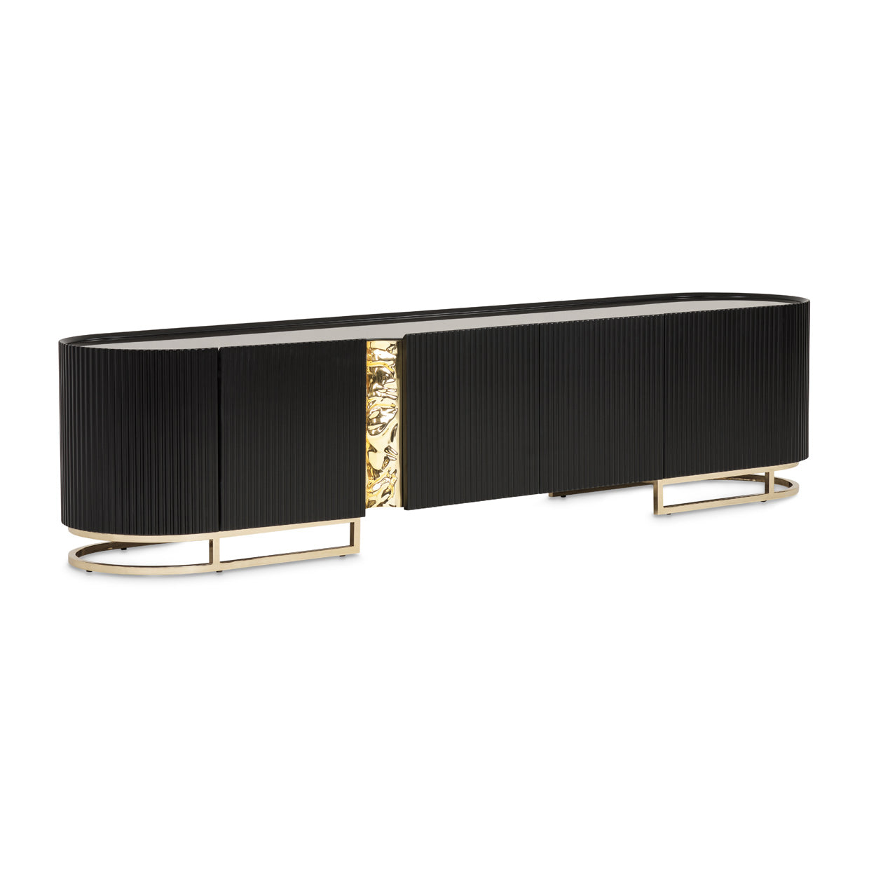 Lisbon Silken Matte Black Media Cabinet - Ornate Home