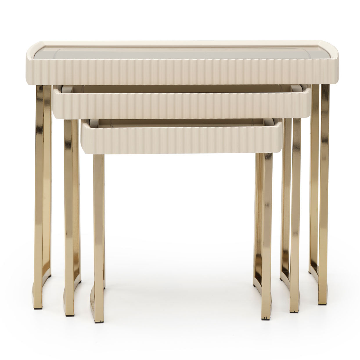 Lisbon Silken Matte Cream Nesting Tables (Set of 3) - Ornate Home