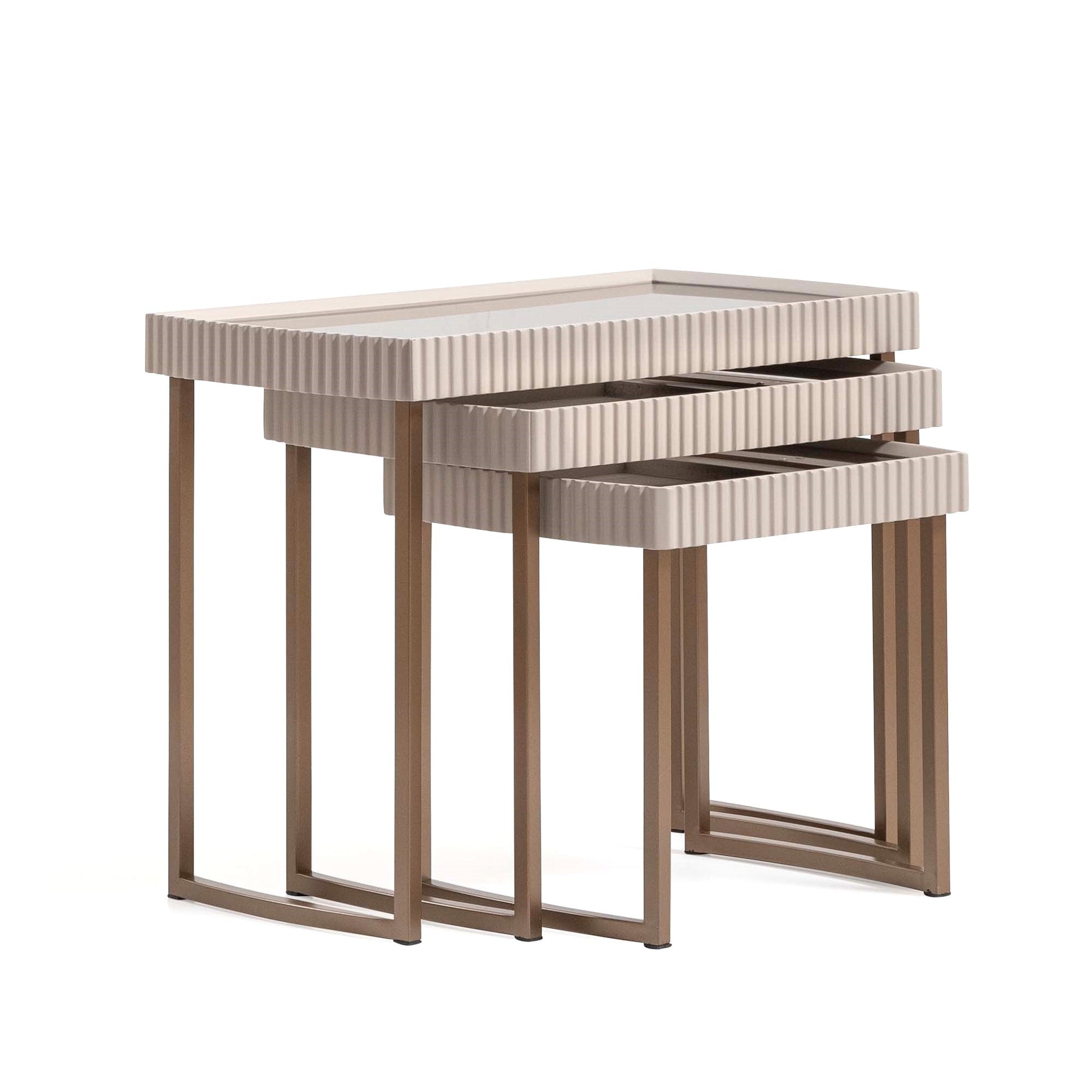 Lisbon Silky Cream Nesting Tables (Set of 3) - Ornate Home