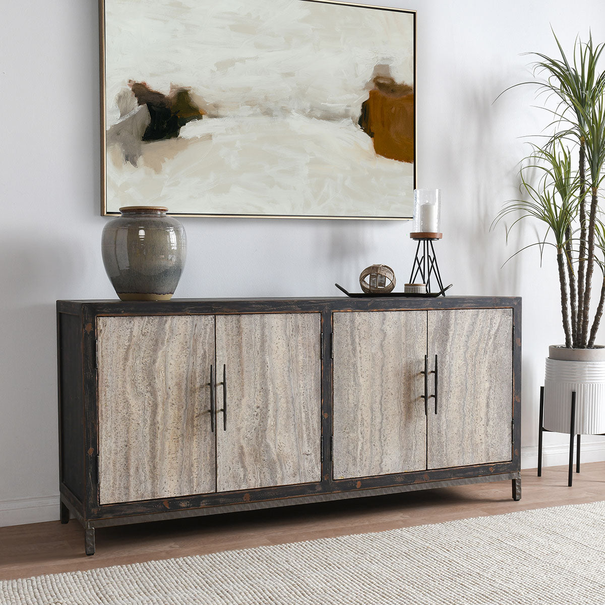 Lisbon Weathered Black Cabinet - Ornate Home