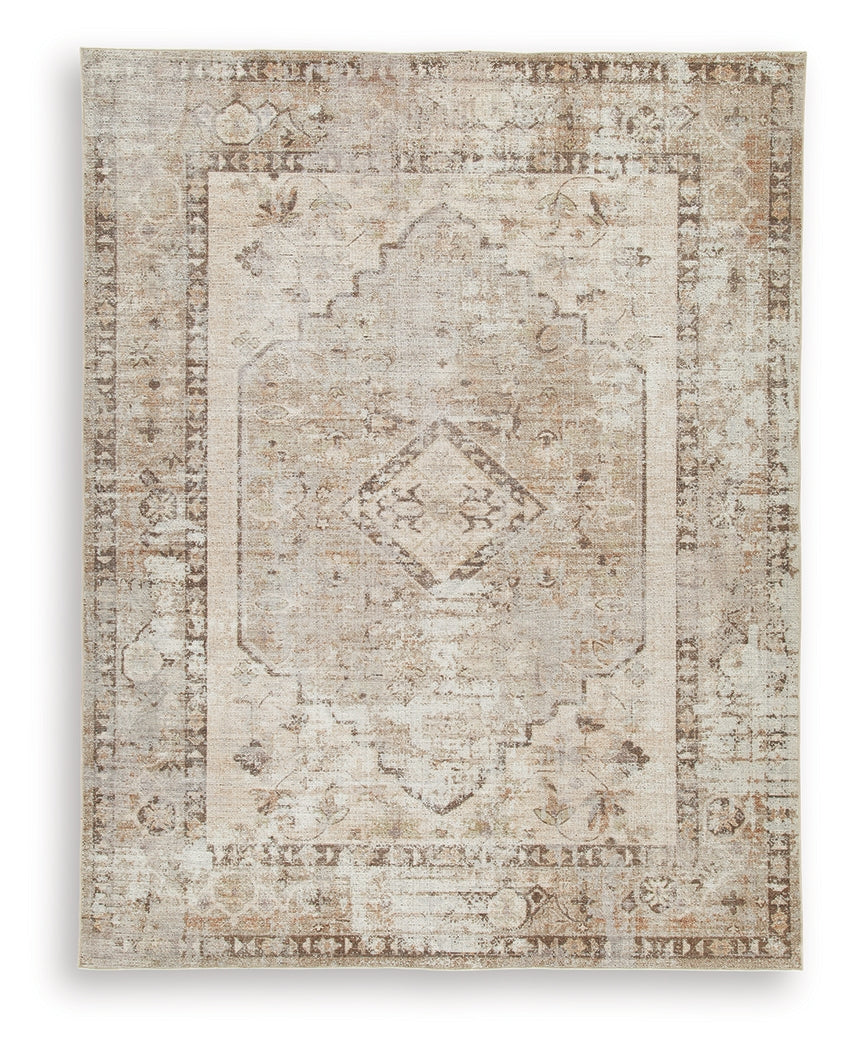 Livdon Brown/Beige/Gray Washable Large Rug- Viva Furn