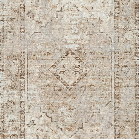 Livdon Brown/Beige/Gray Washable Medium Rug- Viva Furn