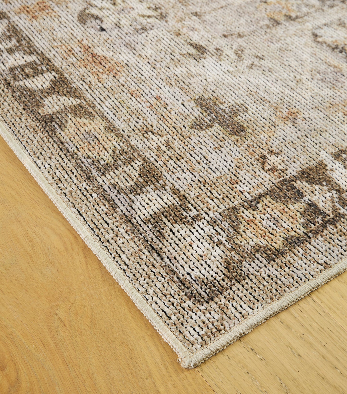 Livdon Brown/Beige/Gray Washable Medium Rug- Viva Furn