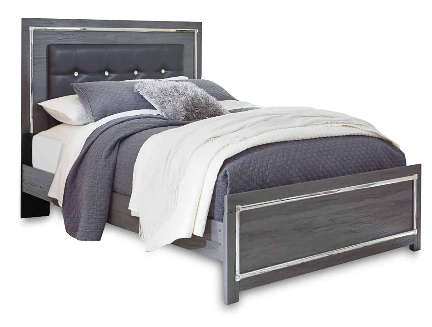 Lodanna Gray Queen Panel Bedroom Set with Nightstand- Viva Furn