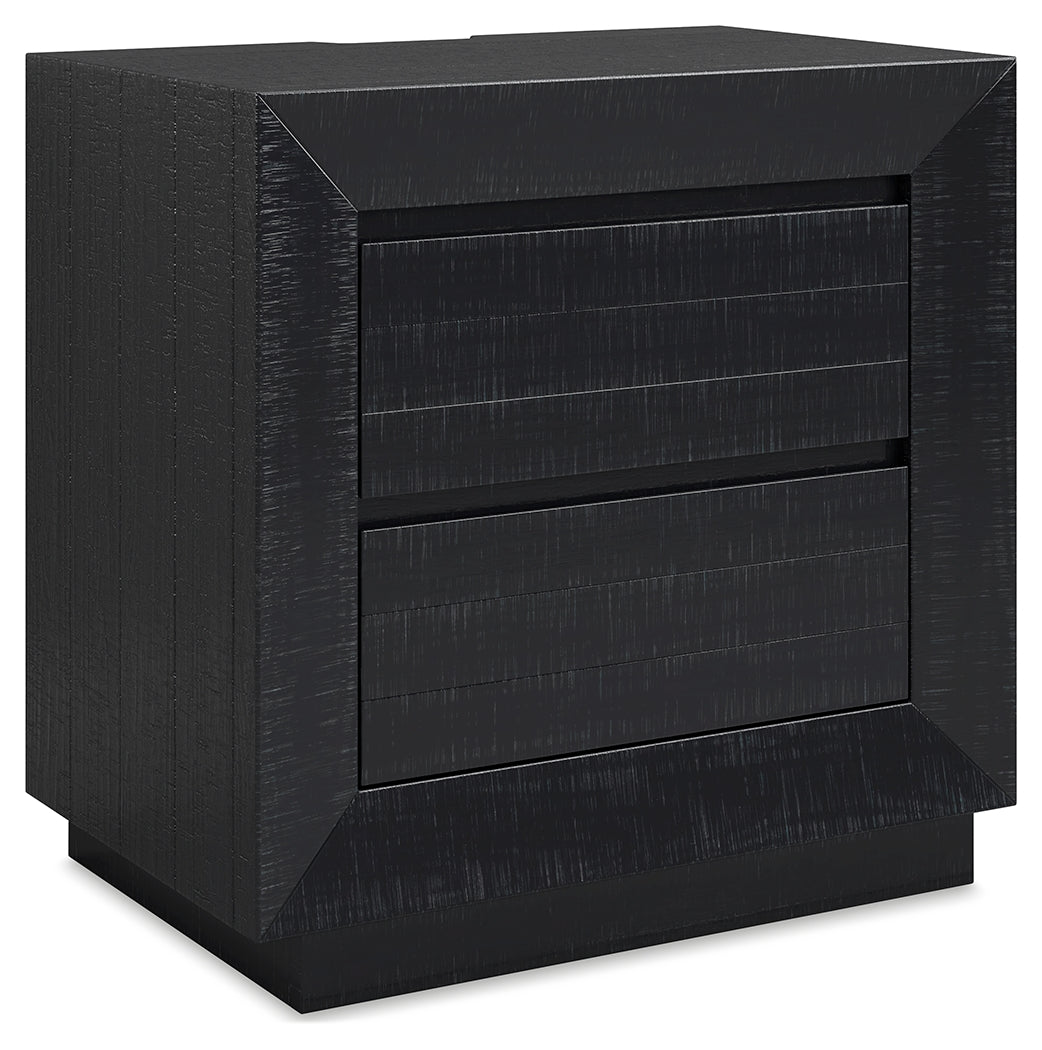 Londer Black Two Drawer Nighstand- Viva Furn