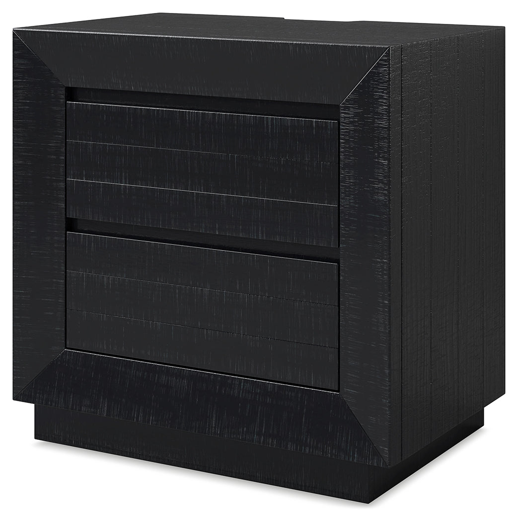 Londer Black Two Drawer Nighstand- Viva Furn
