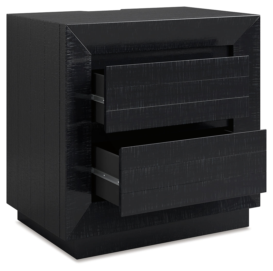 Londer Black Two Drawer Nighstand- Viva Furn