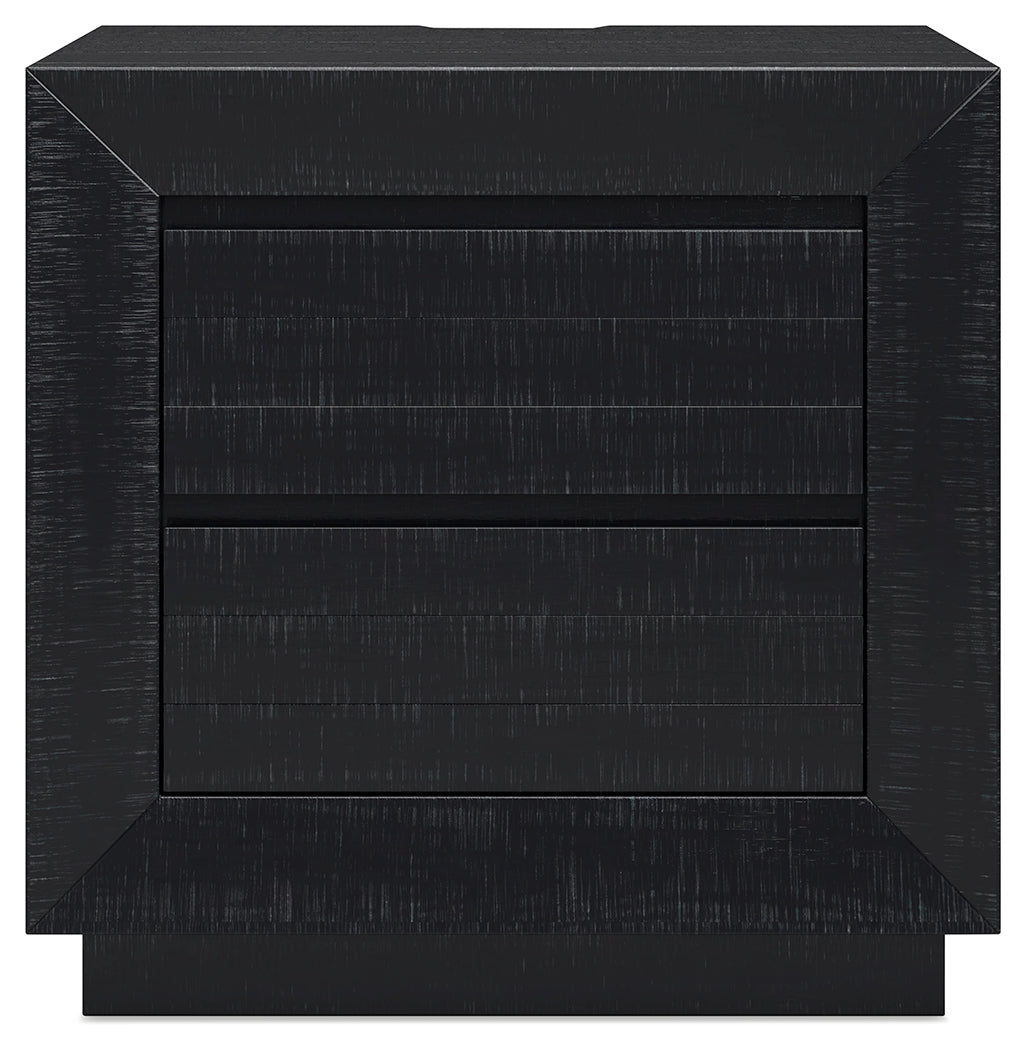 Londer Black Two Drawer Nighstand- Viva Furn