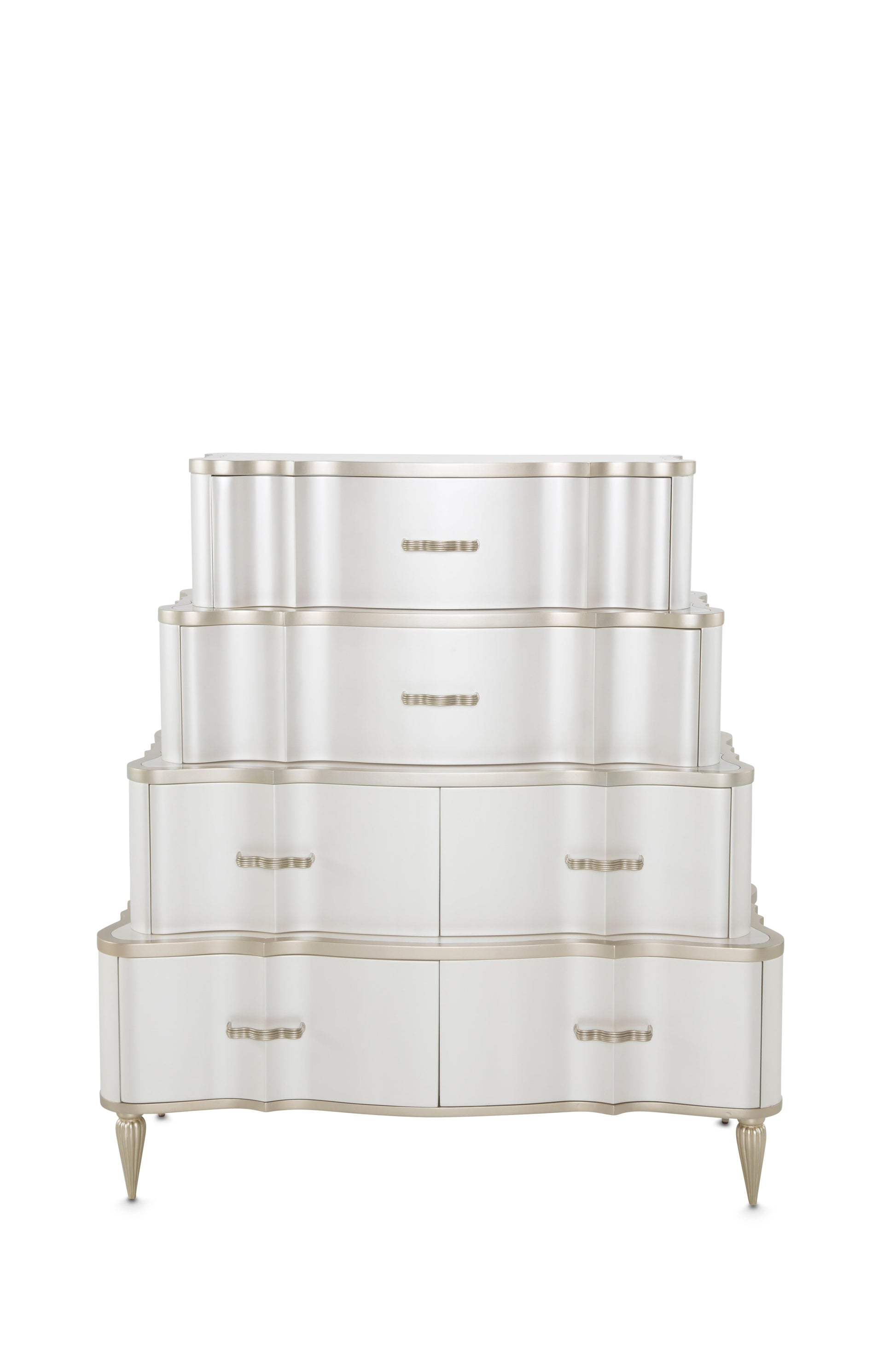 London Place Creamy Pearl 6-Drawer Tiered Chest - Ornate Home