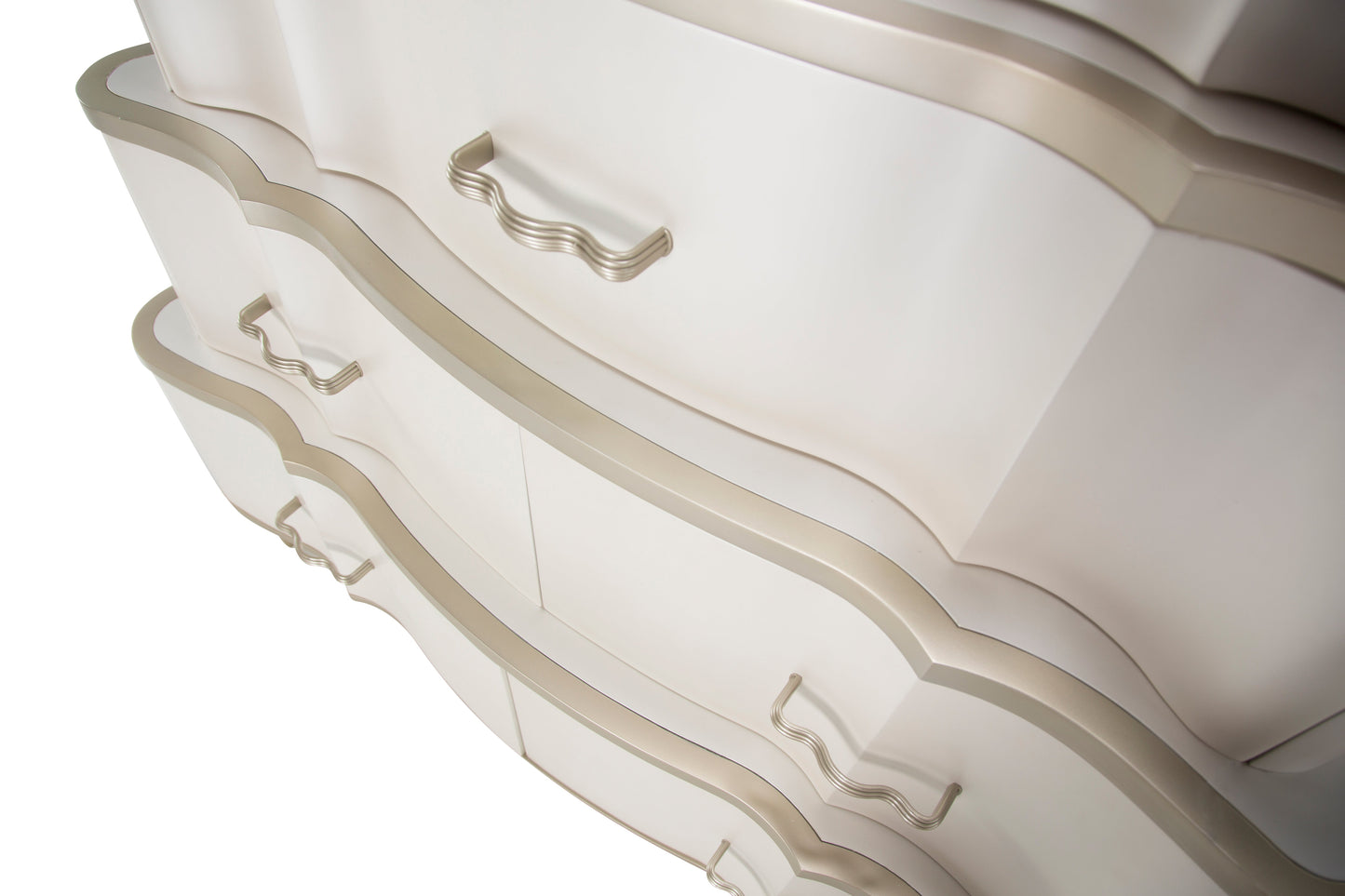 London Place Creamy Pearl 6-Drawer Tiered Chest - Ornate Home