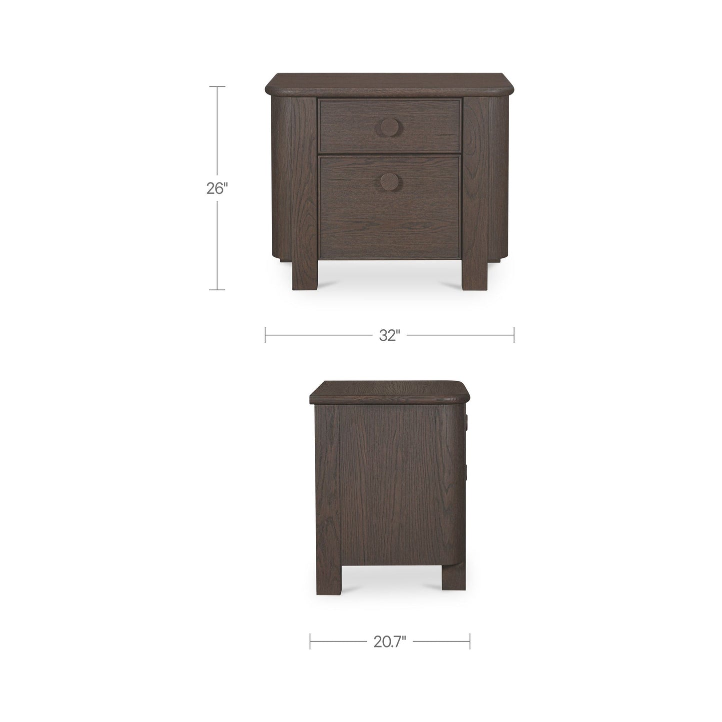 Loren Dark Brown Large Nightstand - Ornate Home