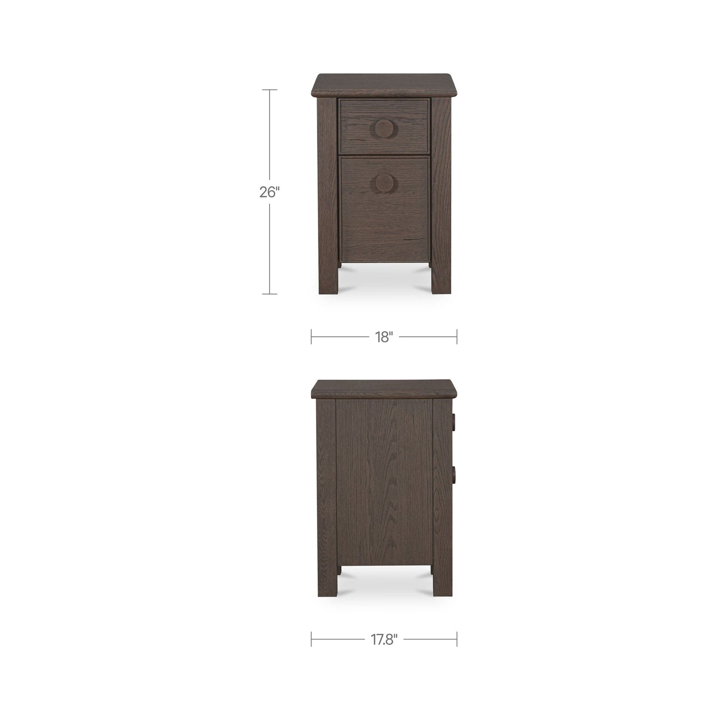 Loren Dark Brown Small Nightstand - Ornate Home