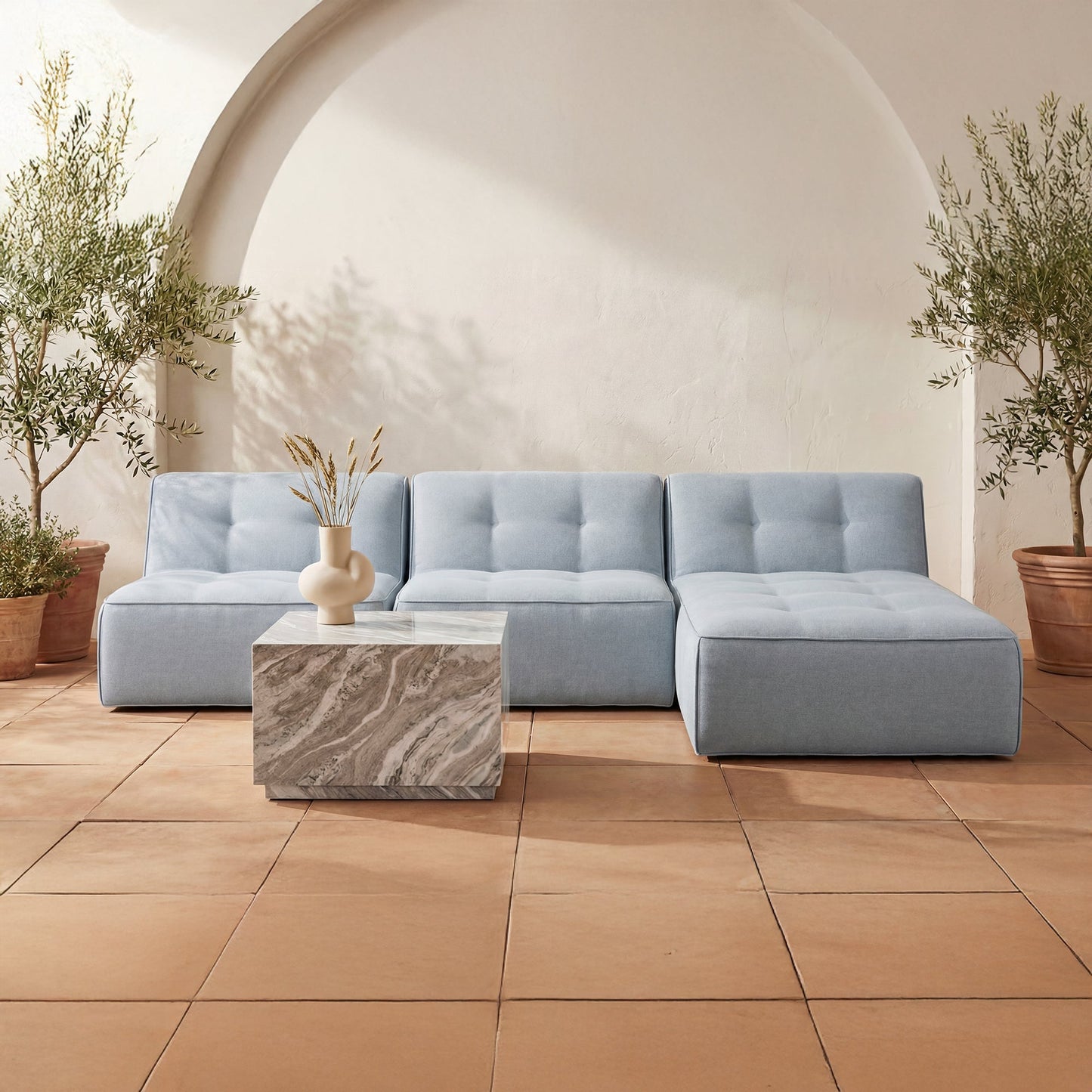Lou Light Brown Outdoor Coffee Table - Ornate Home