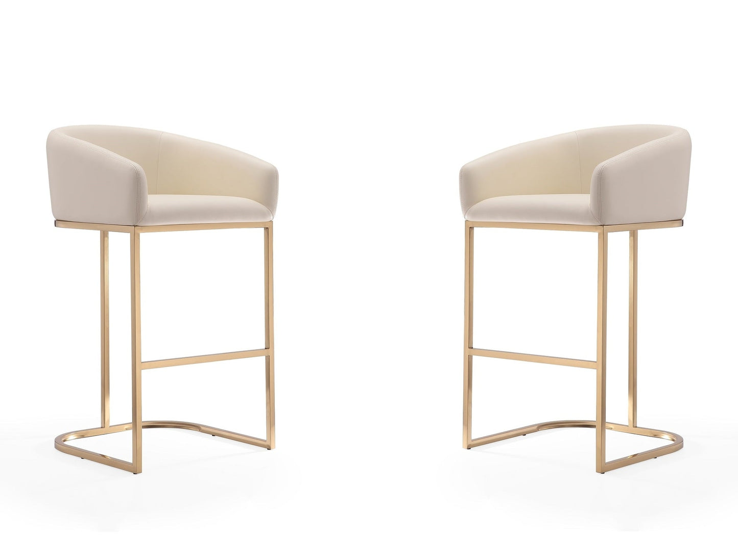 Louvre Barstool in Cream and Titanium Gold (set of 2) - Ornate Home
