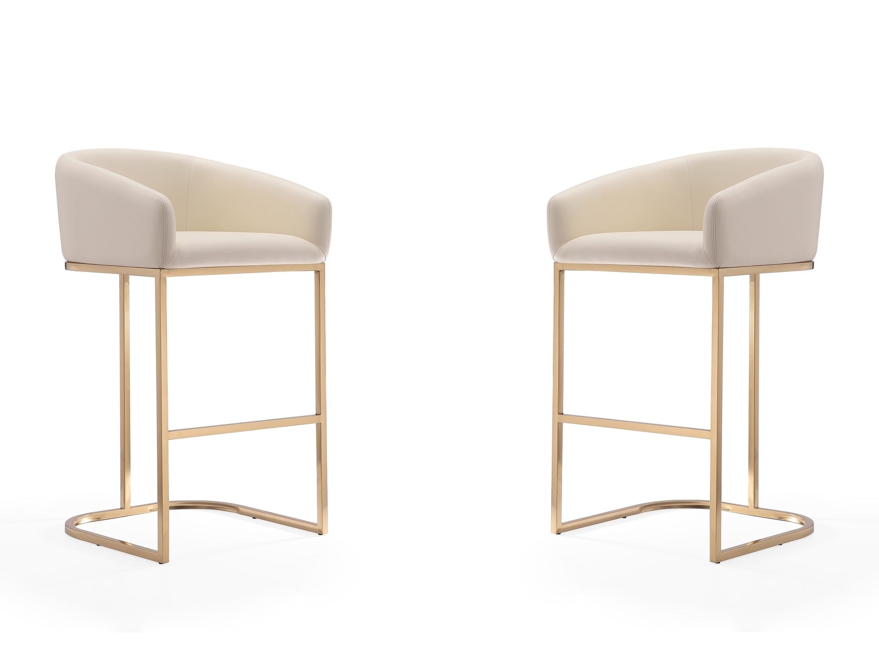 Louvre Barstool in Cream and Titanium Gold (set of 2) - Ornate Home