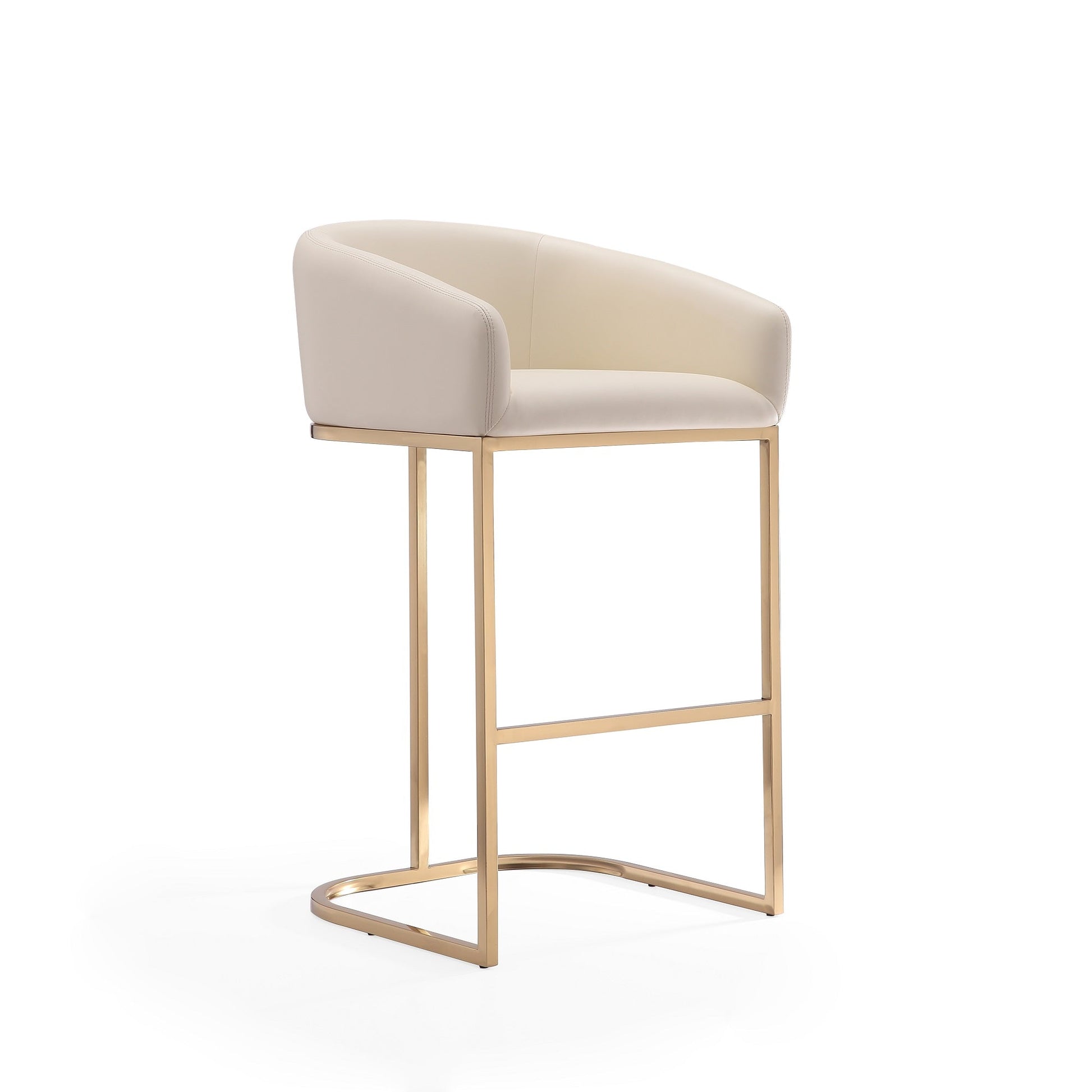 Louvre Barstool in Cream and Titanium Gold (set of 2) - Ornate Home