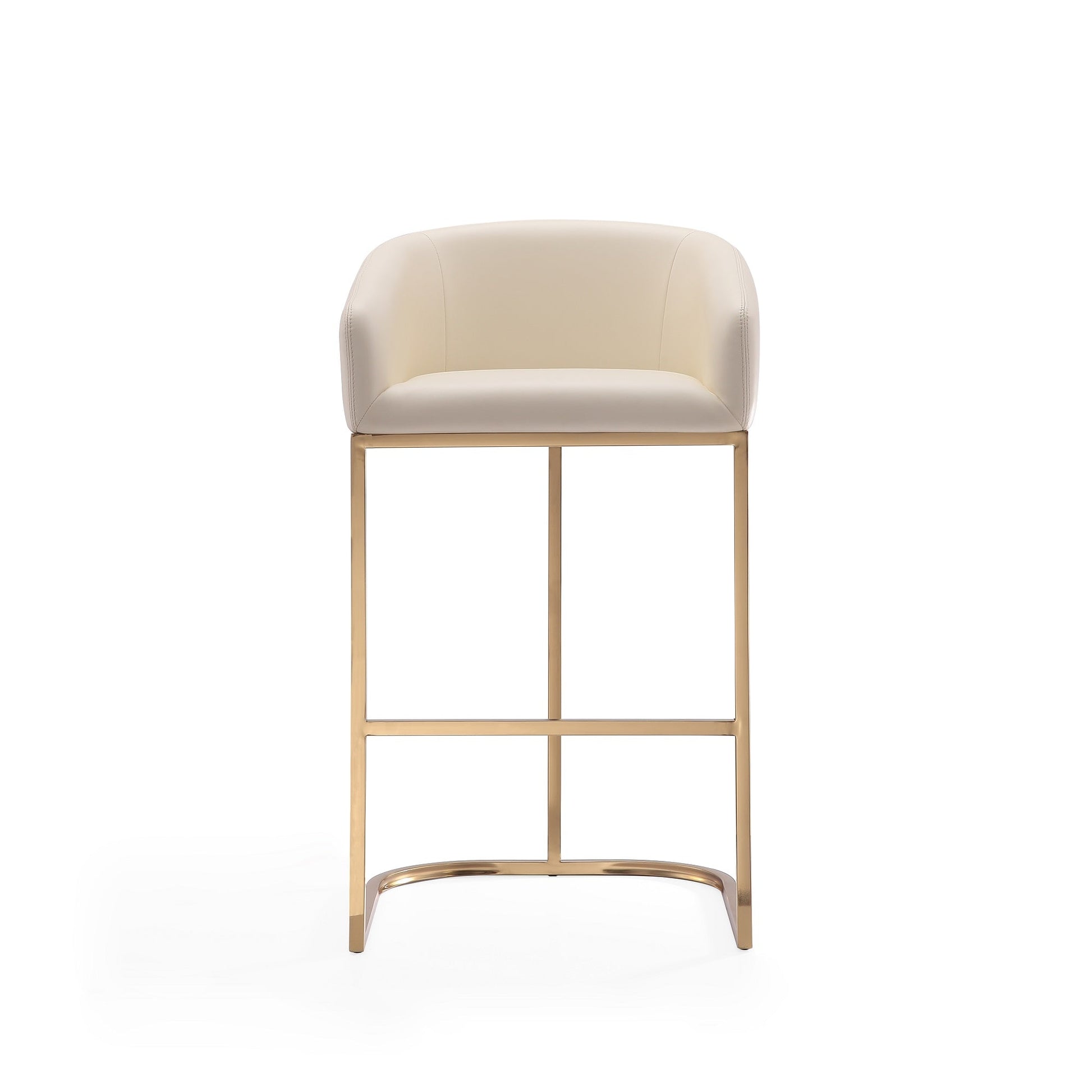 Louvre Barstool in Cream and Titanium Gold (set of 2) - Ornate Home