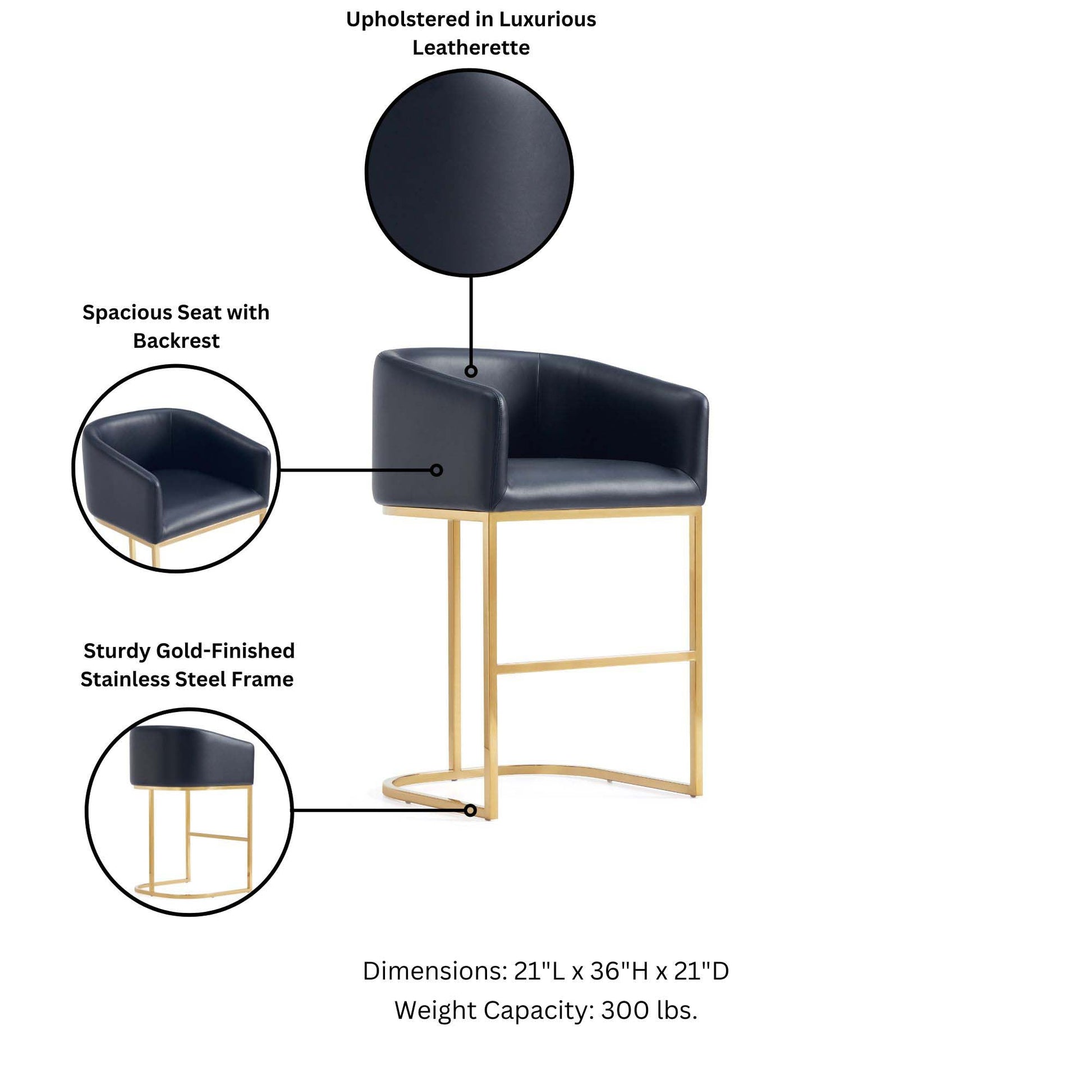 Louvre Counter Stool in Black - Ornate Home