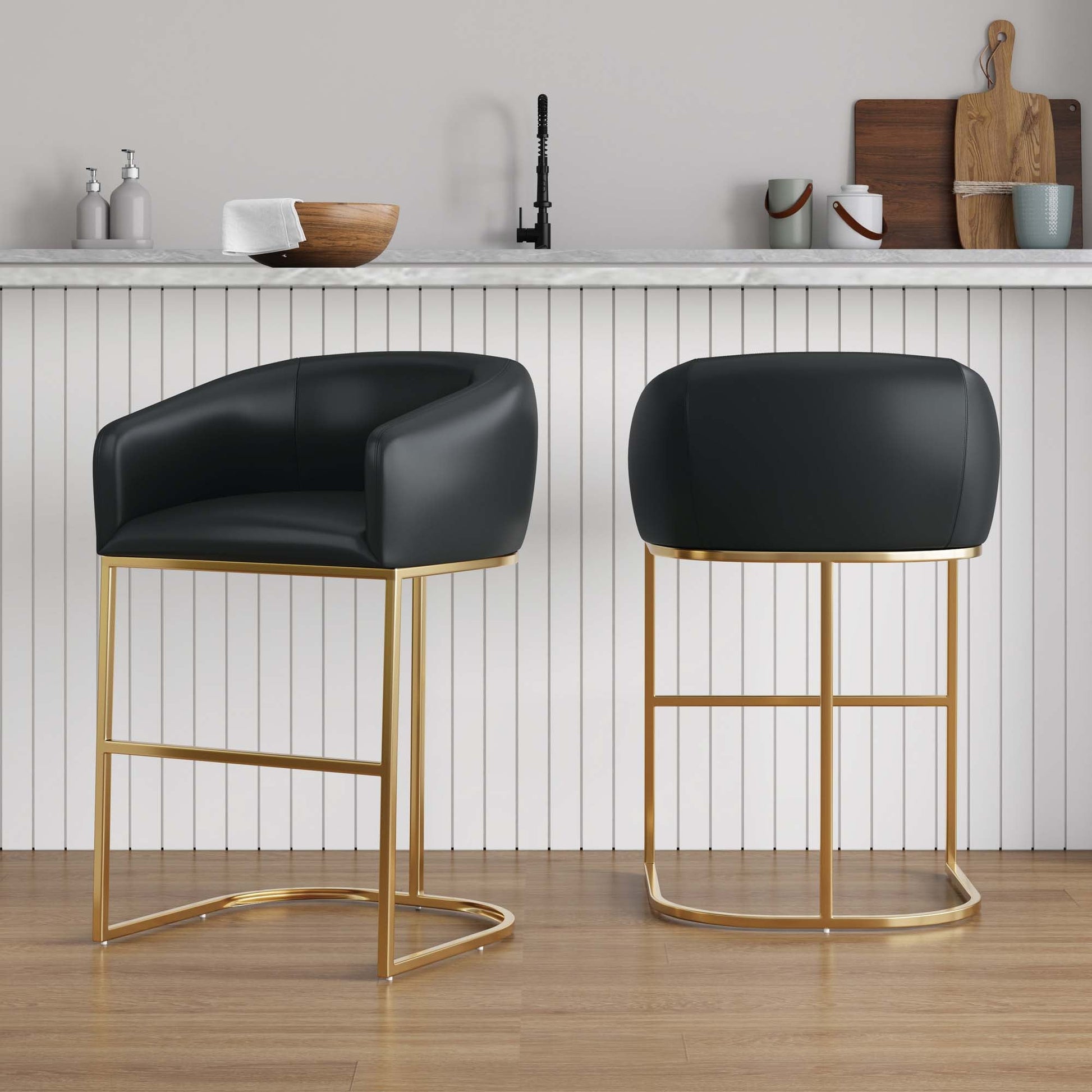 Louvre Counter Stool in Black (set of 2) - Ornate Home