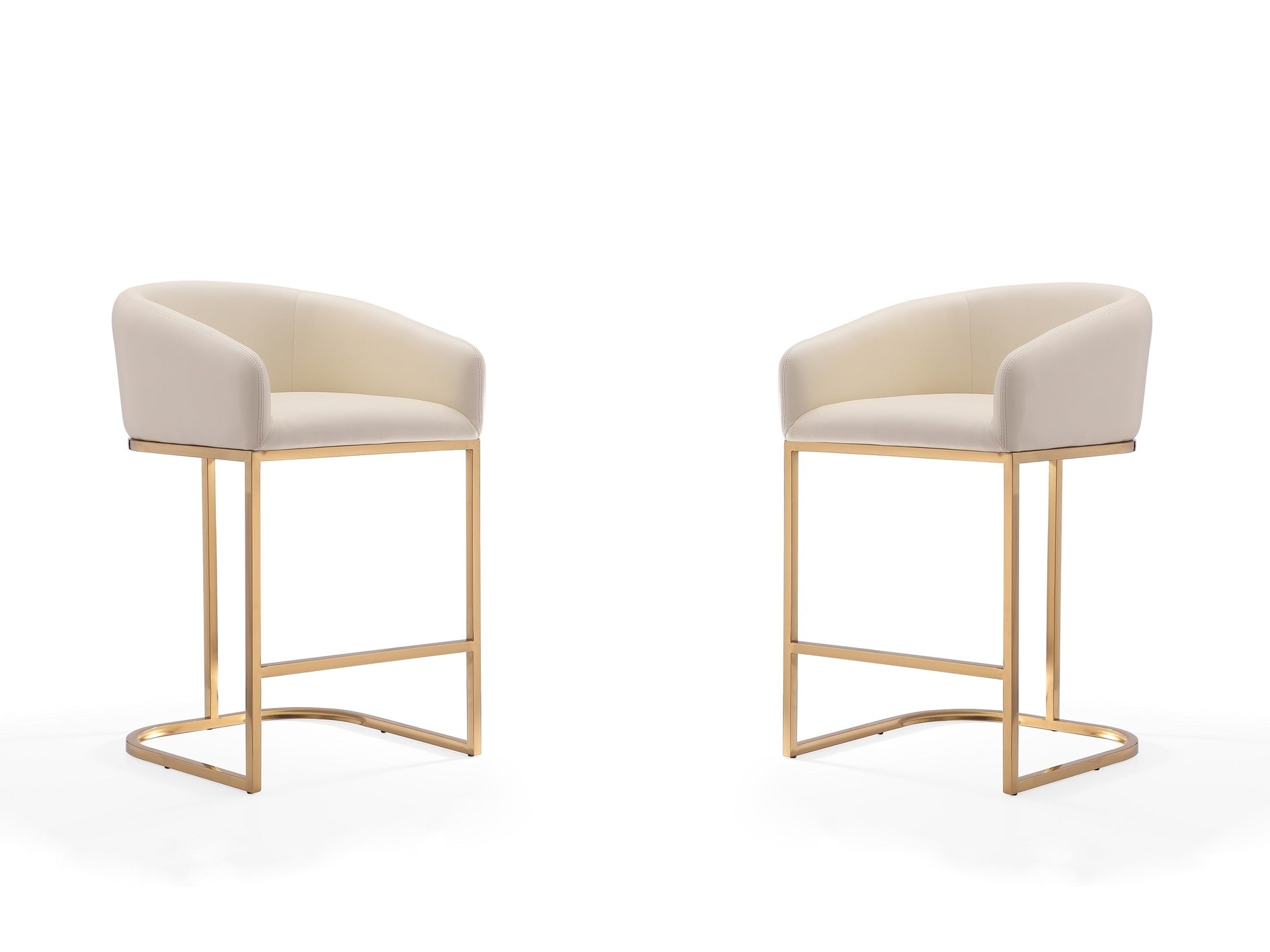 Louvre Counter Stool in Cream and Titanium Gold (set of 2) - Ornate Home