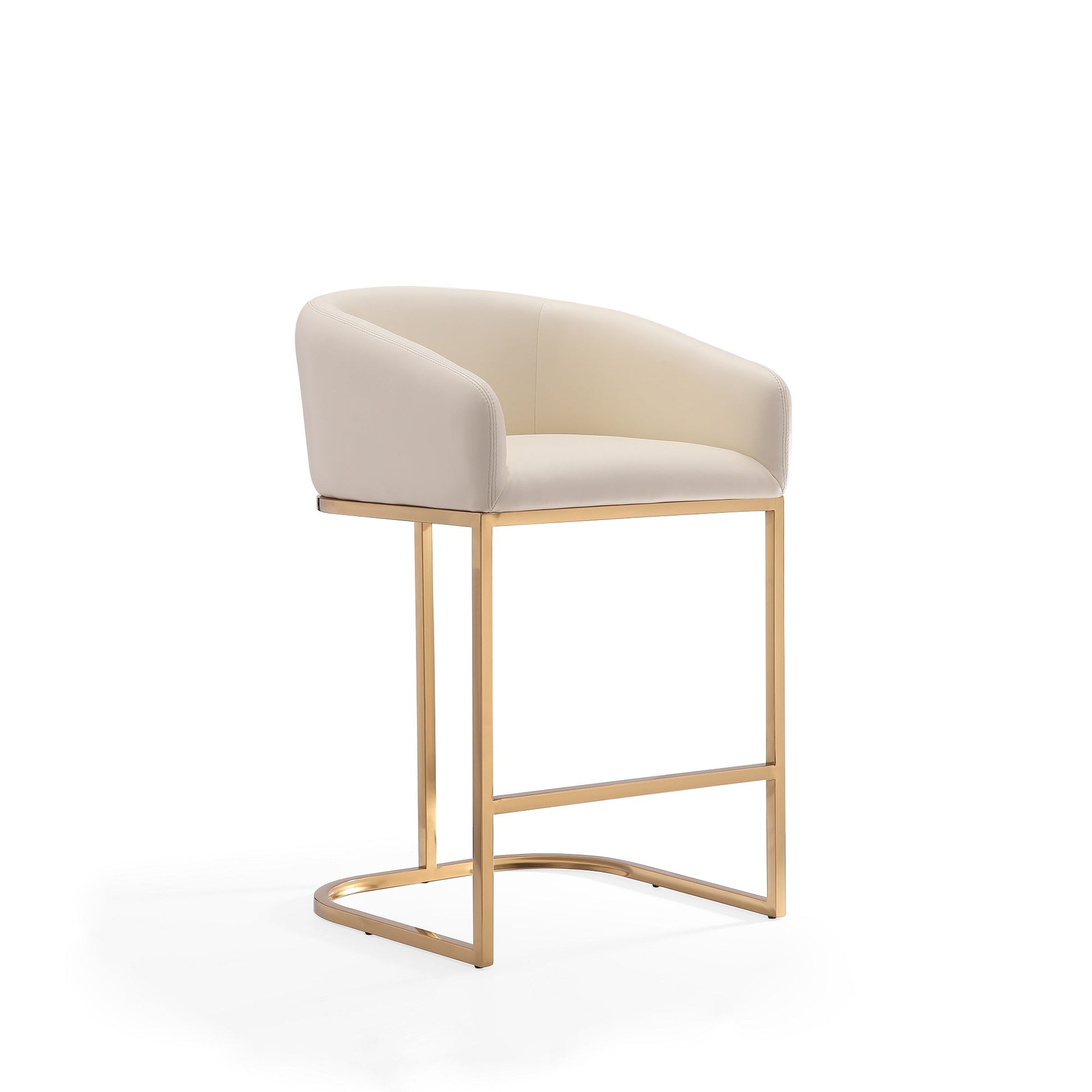 Louvre Counter Stool in Cream and Titanium Gold (set of 2) - Ornate Home