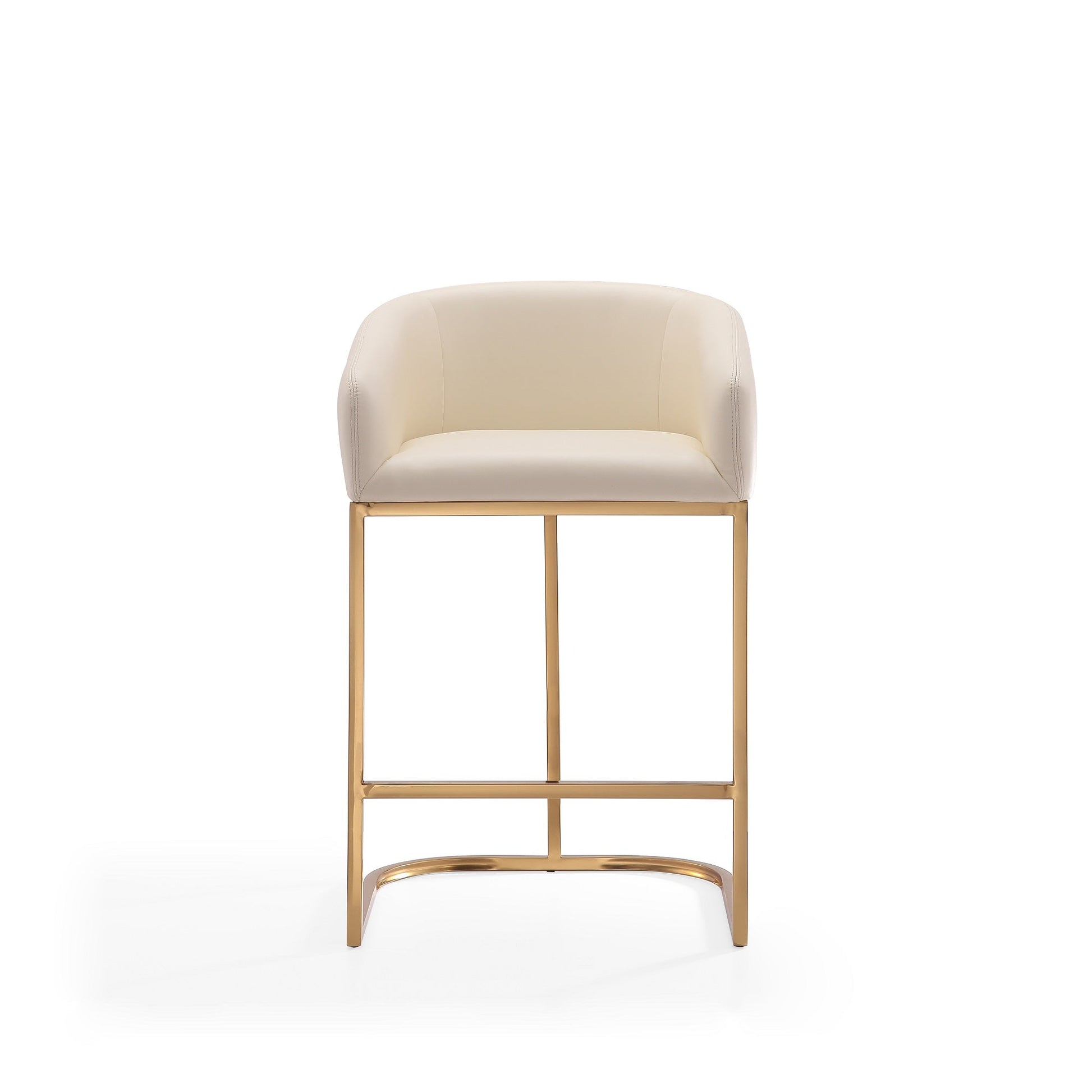 Louvre Counter Stool in Cream and Titanium Gold (set of 2) - Ornate Home