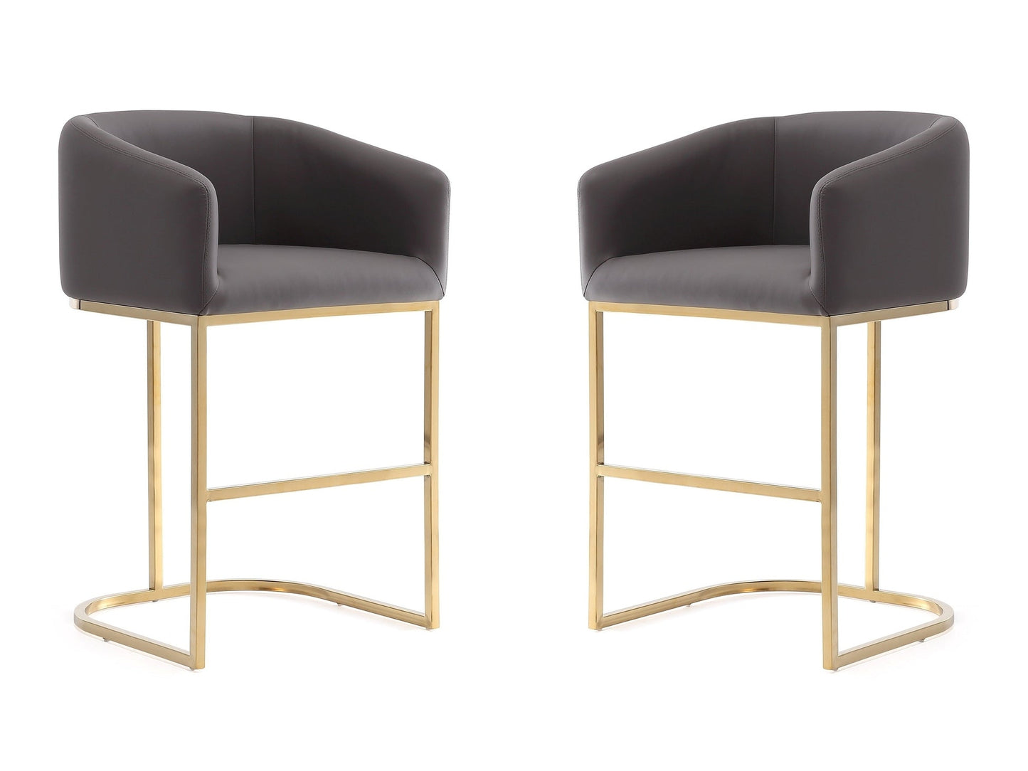 Louvre Counter Stool in Grey and Titanium Gold (set of 2) - Ornate Home