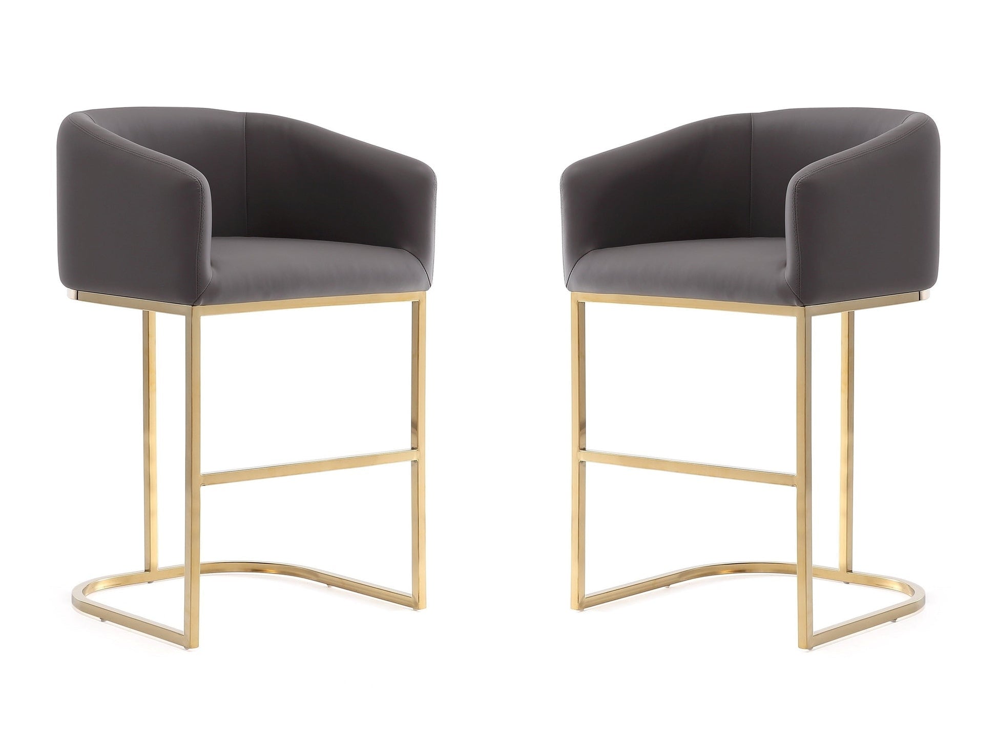 Louvre Counter Stool in Grey and Titanium Gold (set of 2) - Ornate Home