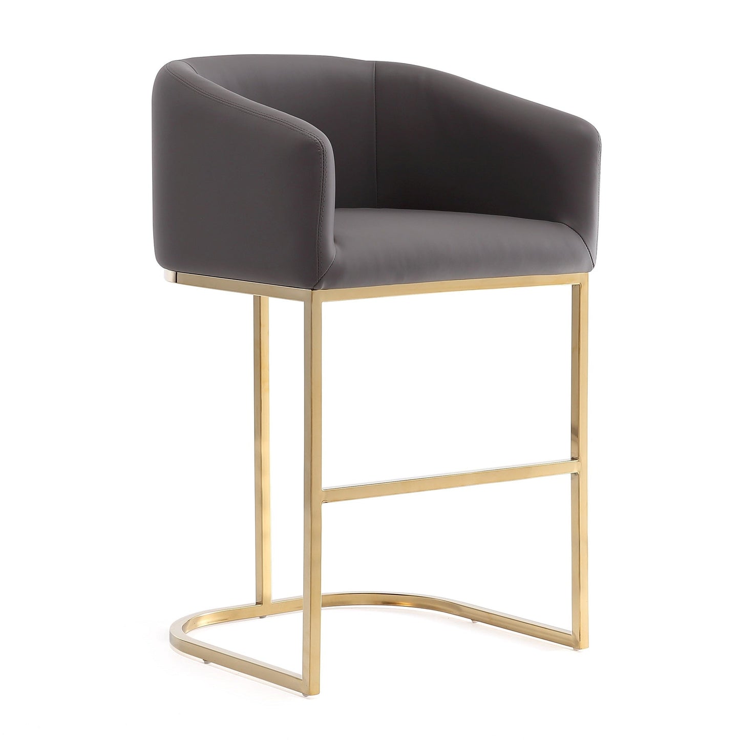 Louvre Counter Stool in Grey and Titanium Gold (set of 2) - Ornate Home