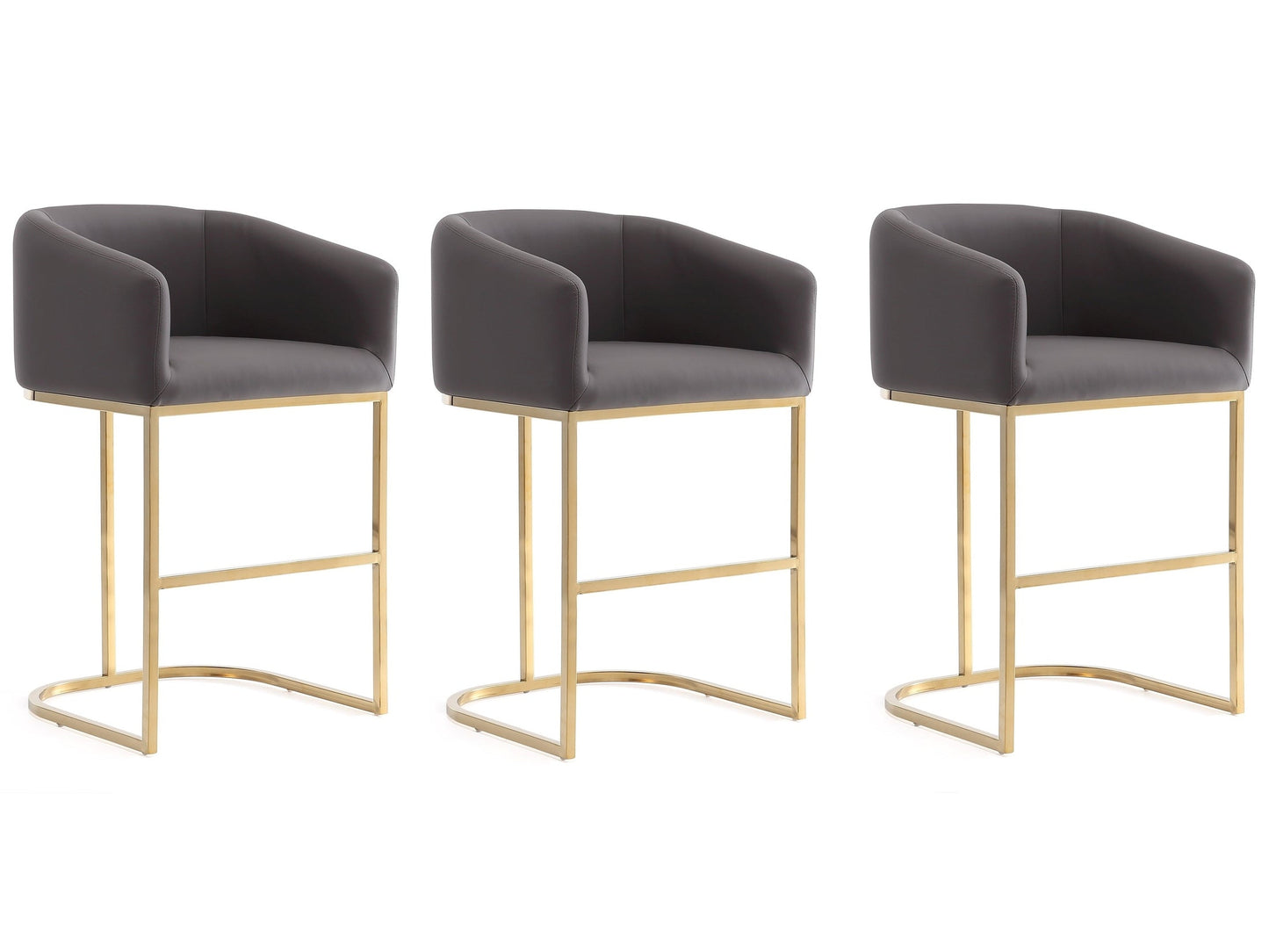 Louvre Counter Stool in Grey and Titanium Gold (set of 3) - Ornate Home