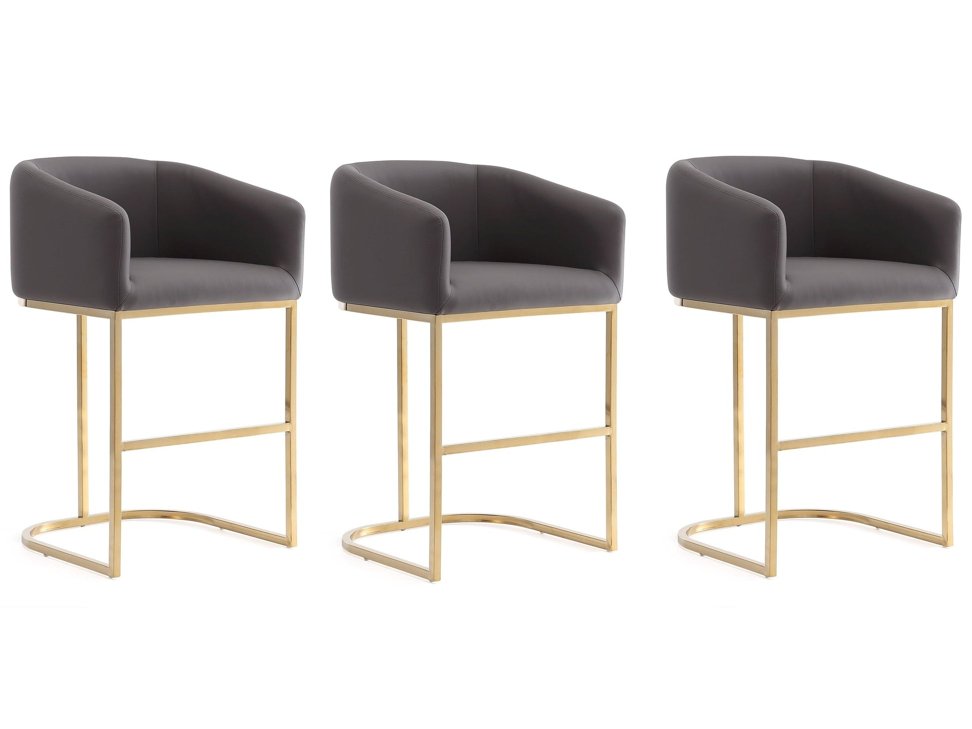 Louvre Counter Stool in Grey and Titanium Gold (set of 3) - Ornate Home
