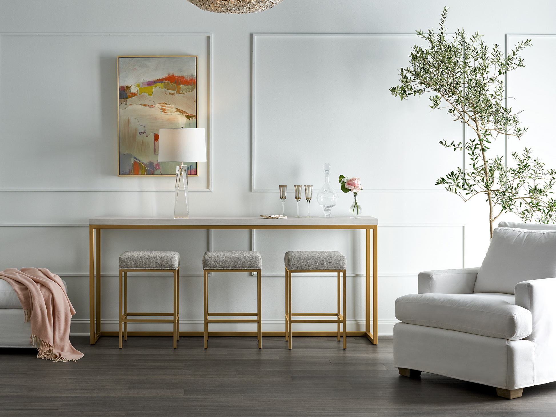 Love Joy Bliss Alabaster/Soft Gold Console Table - Ornate Home