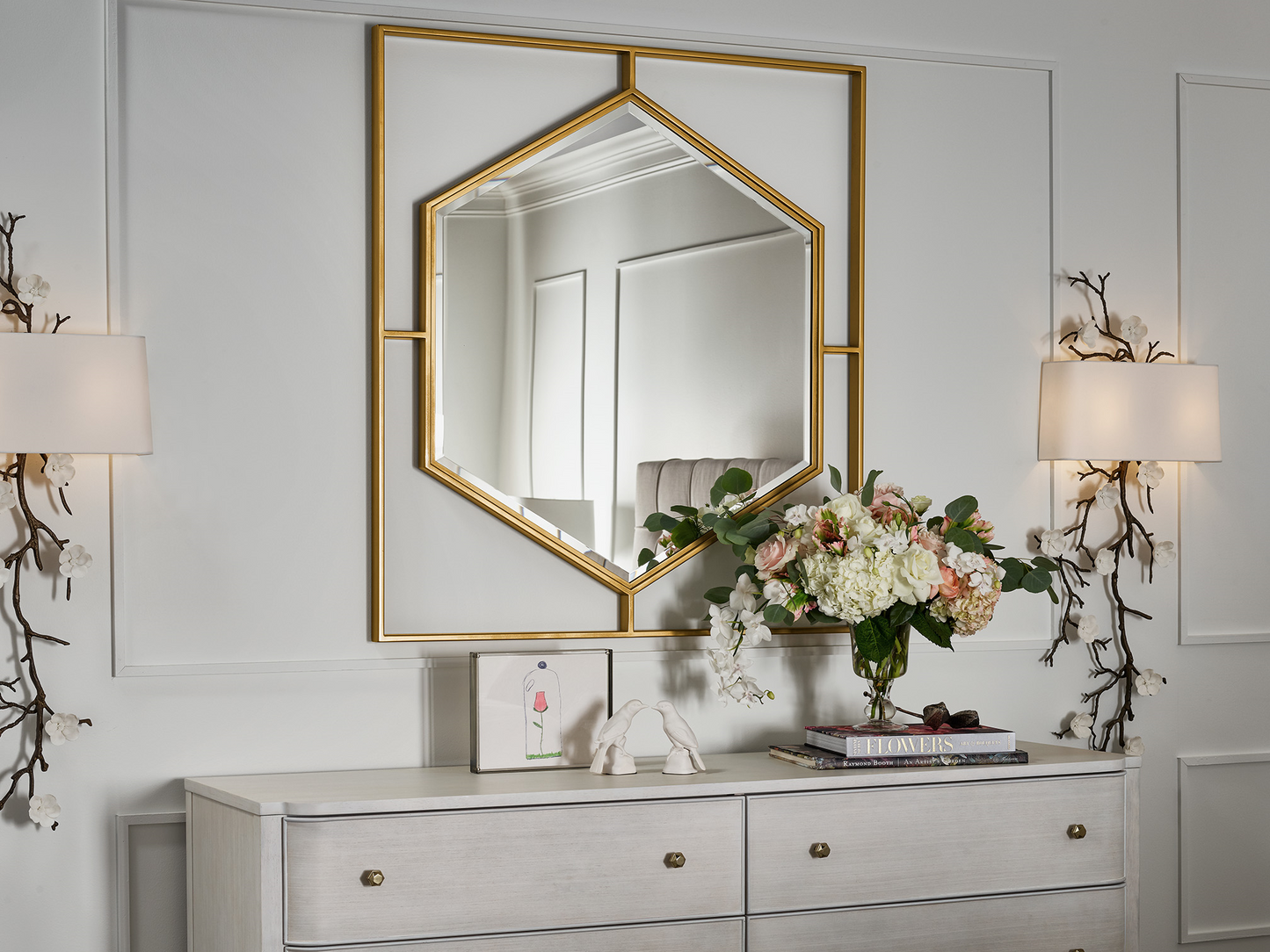 Love Joy Bliss Soft Gold Metal Mirror - Ornate Home