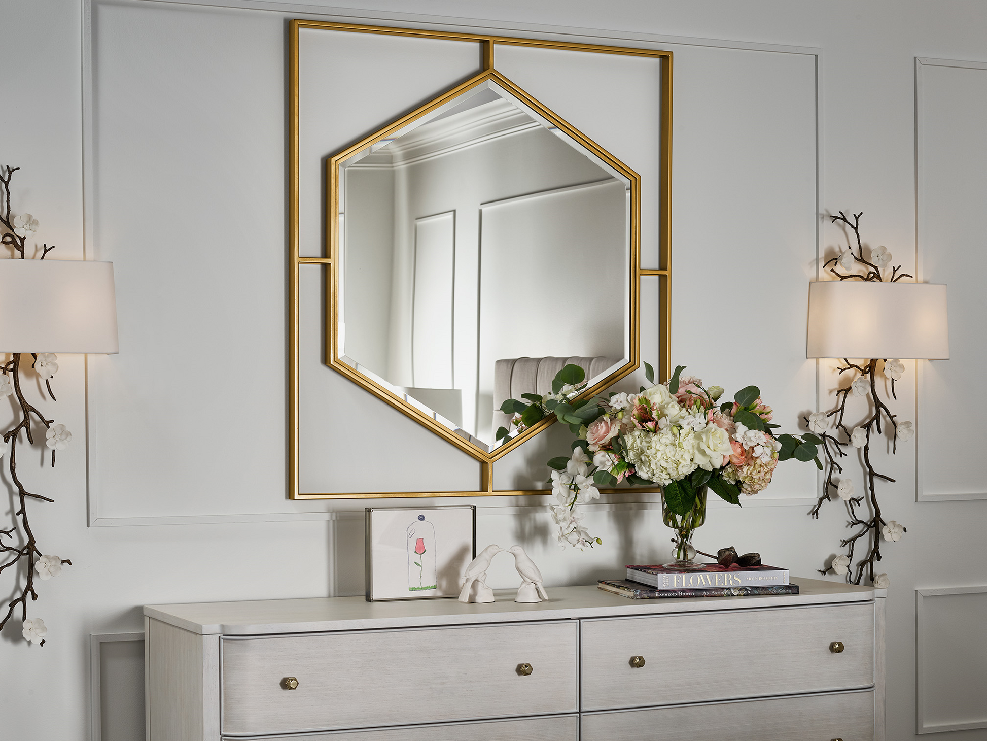 Love Joy Bliss Soft Gold Metal Mirror - Ornate Home