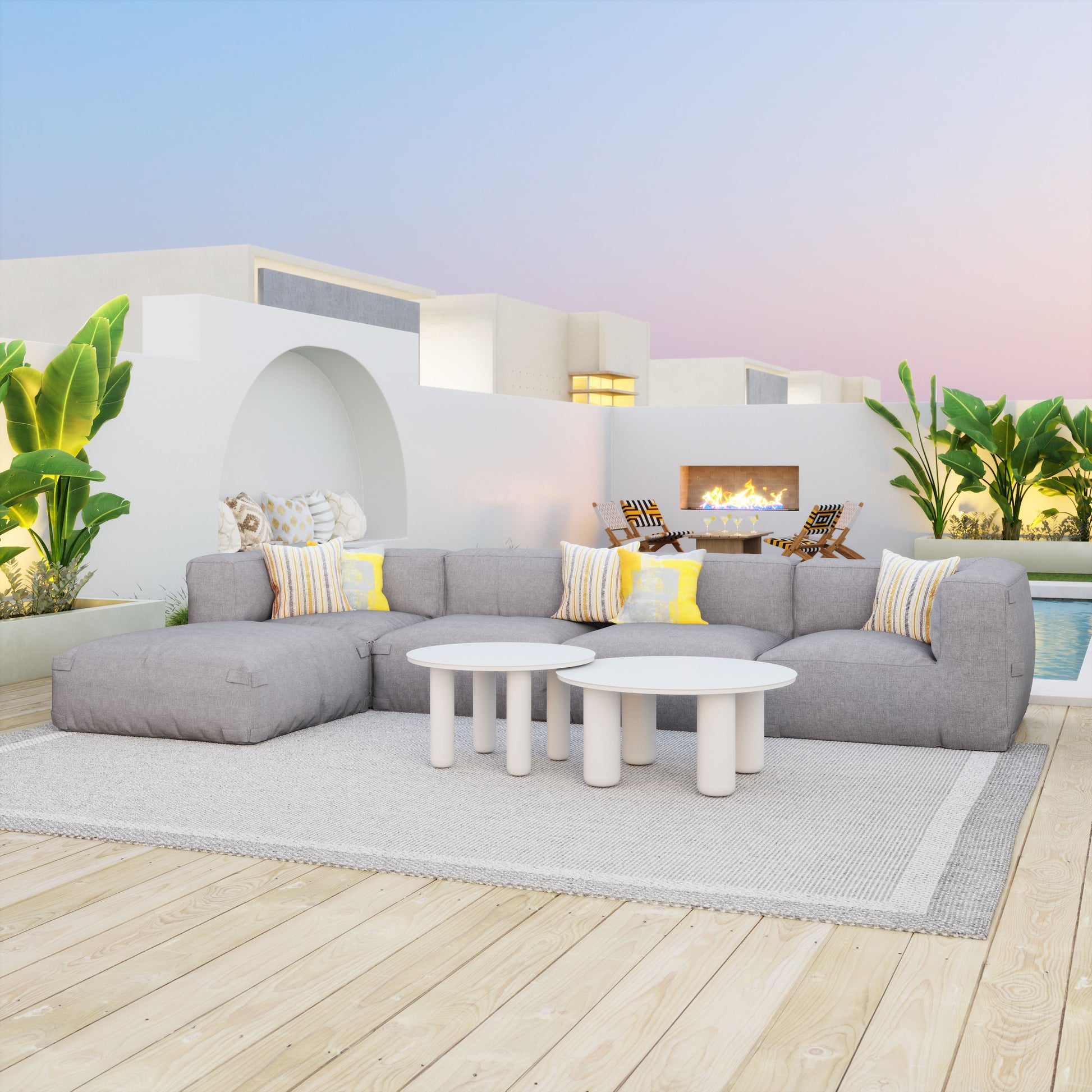 Luanda Gray Outdoor Ottoman - Ornate Home