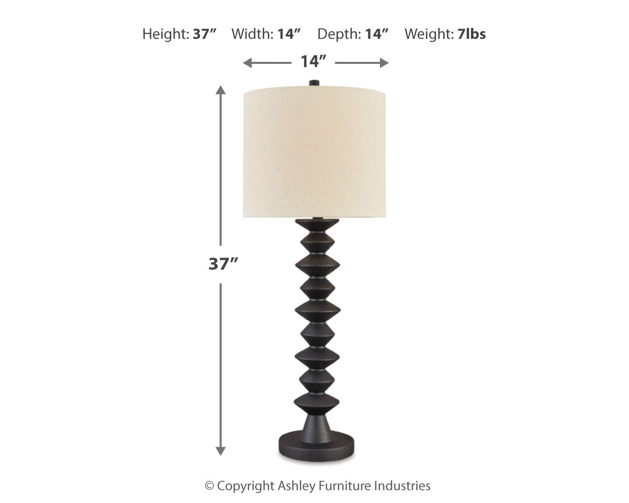 Luanndon Black 2-Piece Lamp Set- Viva Furn