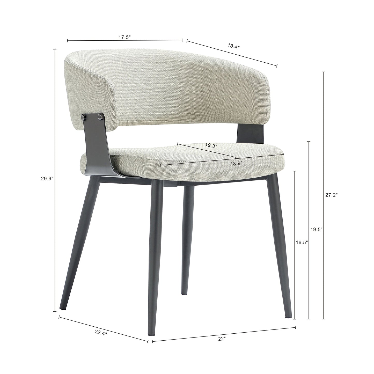 Luce Dining Chair in Oatmeal - Ornate Home