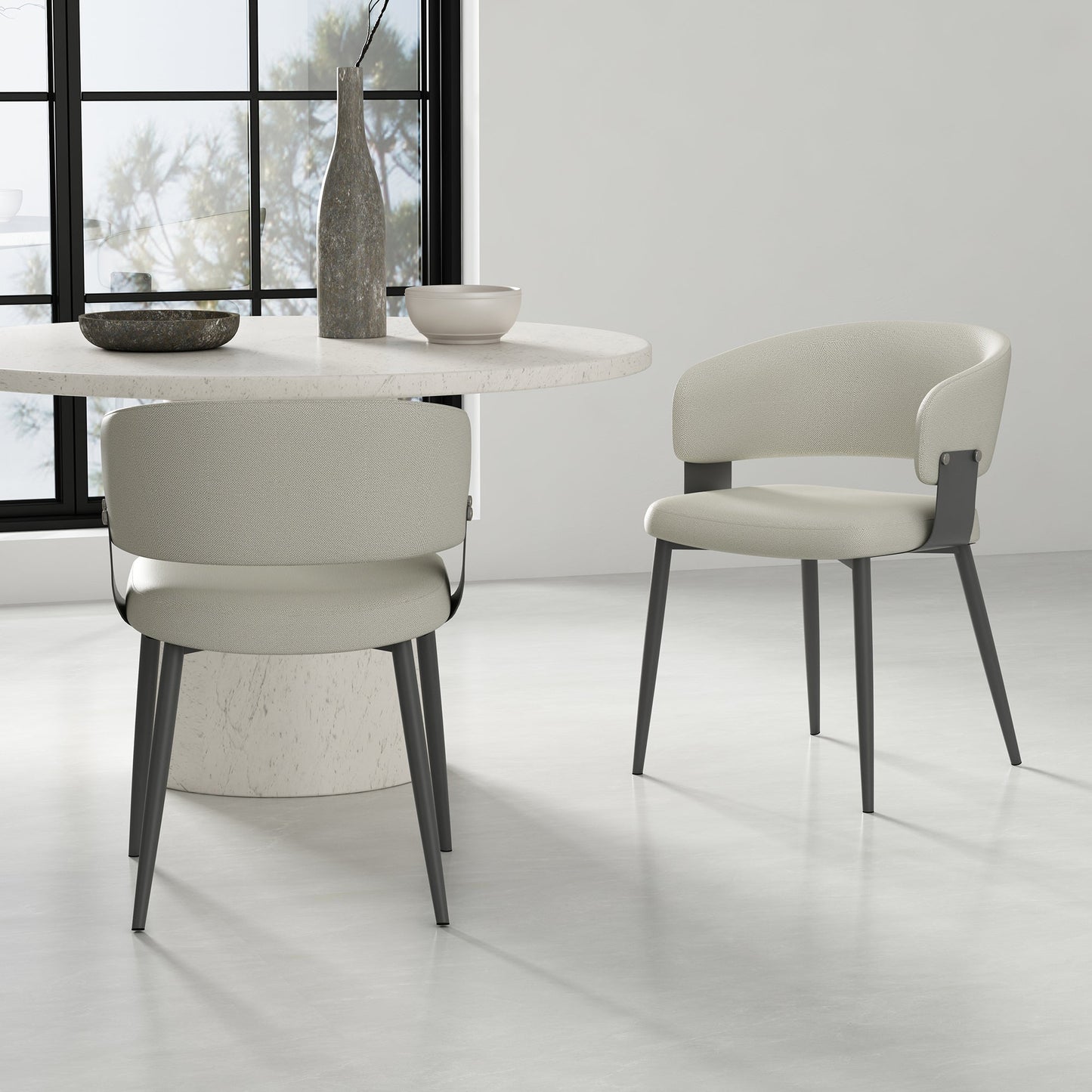 Luce Dining Chair in Oatmeal (set of 2) - Ornate Home