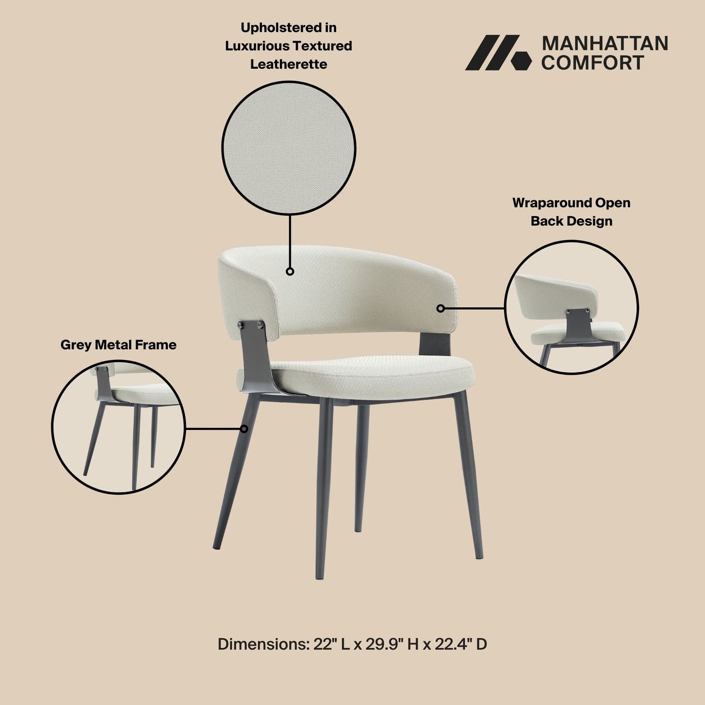 Luce Dining Chair in Oatmeal (set of 4) - Ornate Home