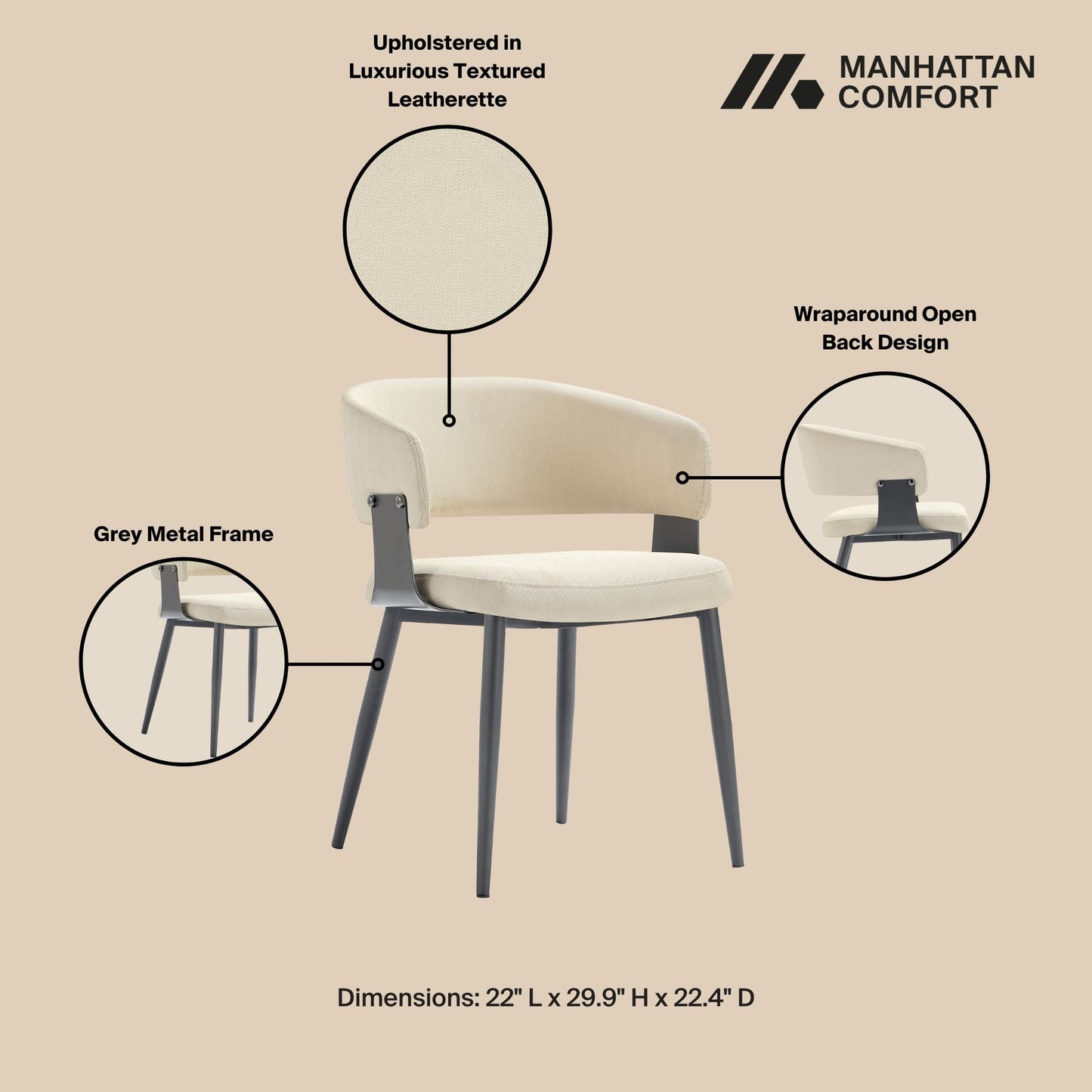 Luce Dining Chair in Sand - Ornate Home