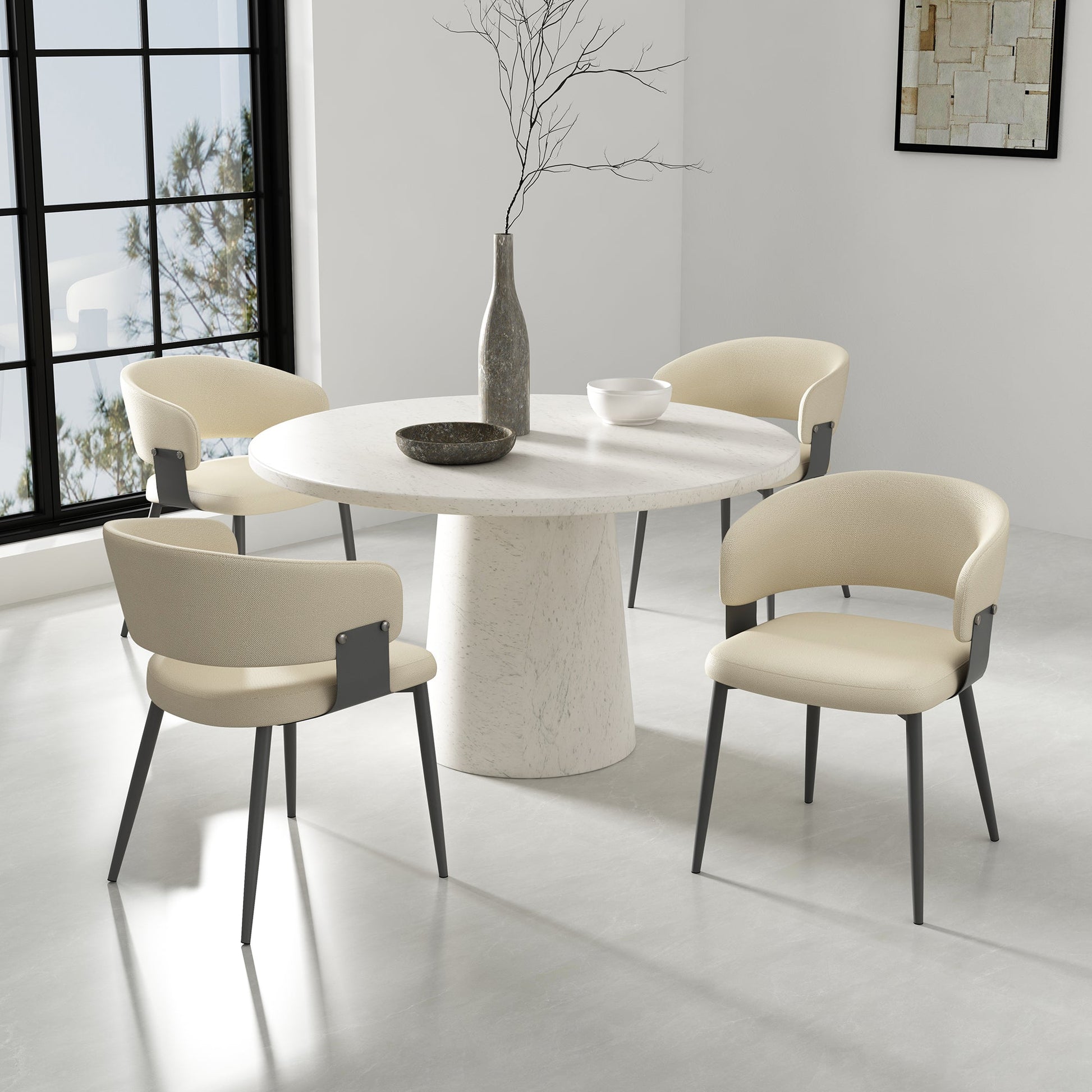 Luce Dining Chair in Sand (set of 2) - Ornate Home
