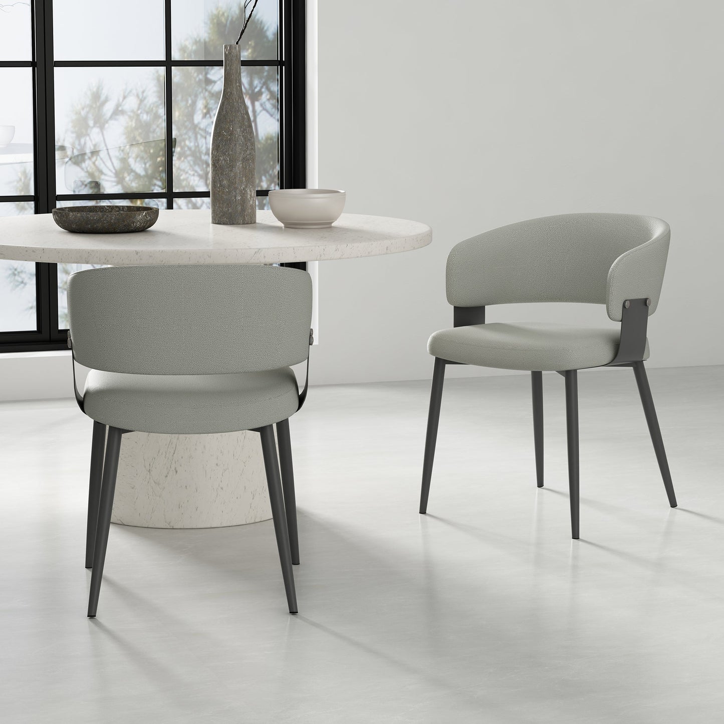 Luce Dining Chair in Stone Grey (set of 2) - Ornate Home