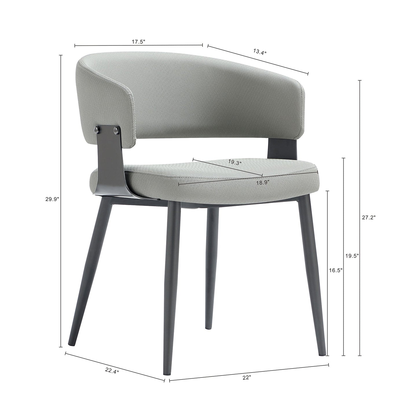 Luce Dining Chair in Stone Grey (set of 2) - Ornate Home