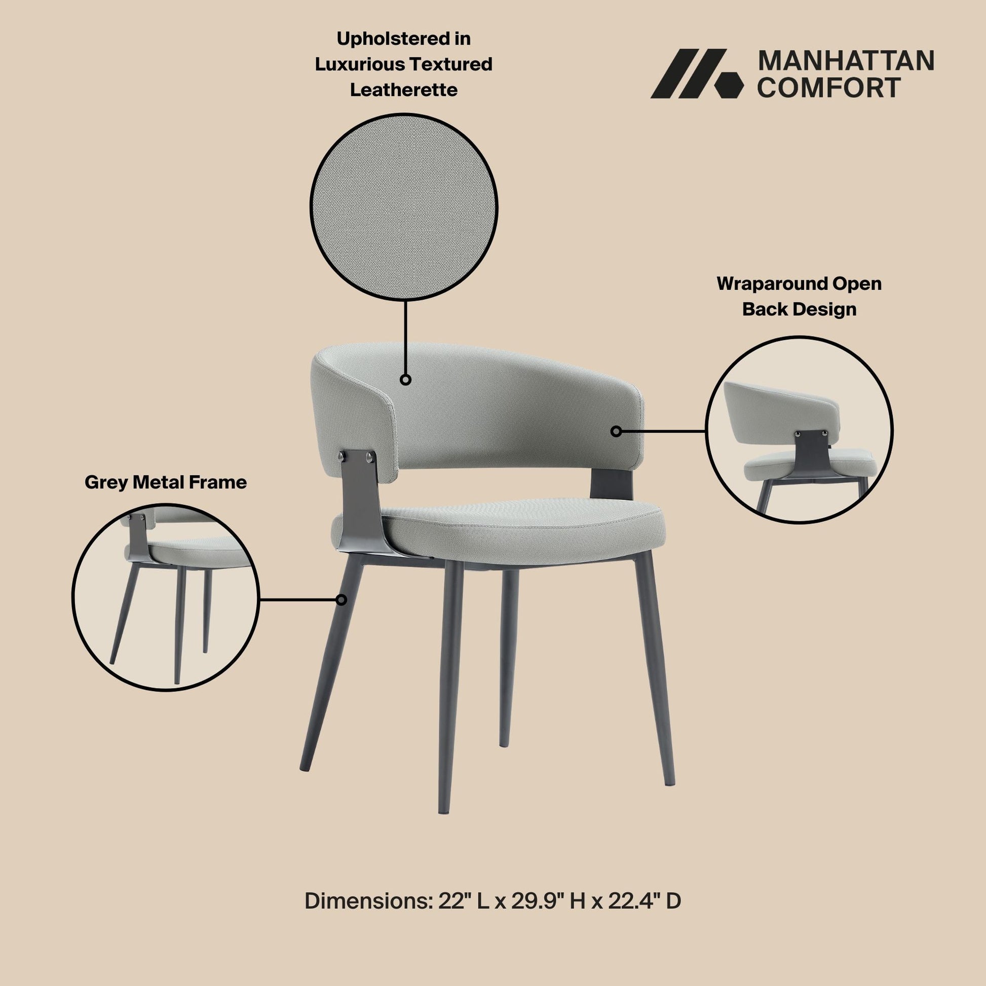 Luce Dining Chair in Stone Grey (set of 4) - Ornate Home
