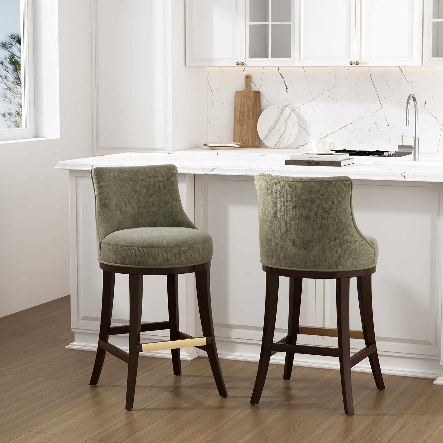 Lucia Barstool in Leaf Green (set of 2) - Ornate Home