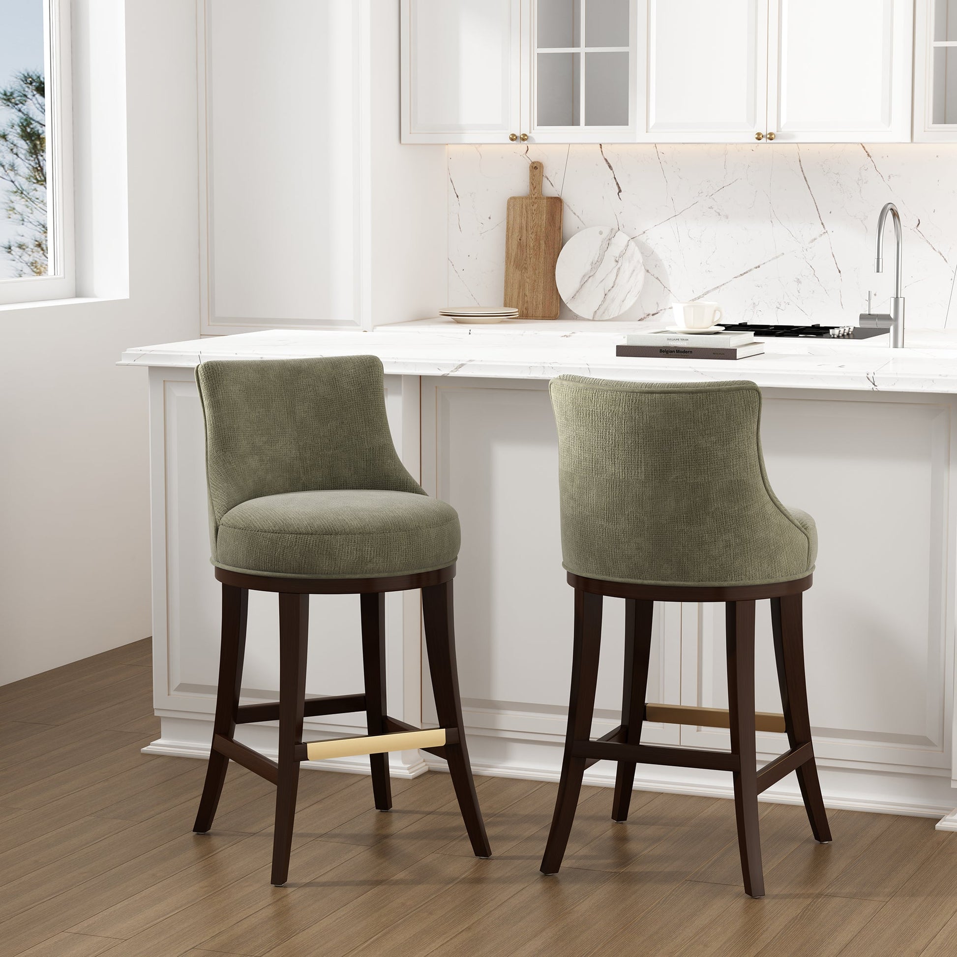 Lucia Barstool in Leaf Green (set of 2) - Ornate Home