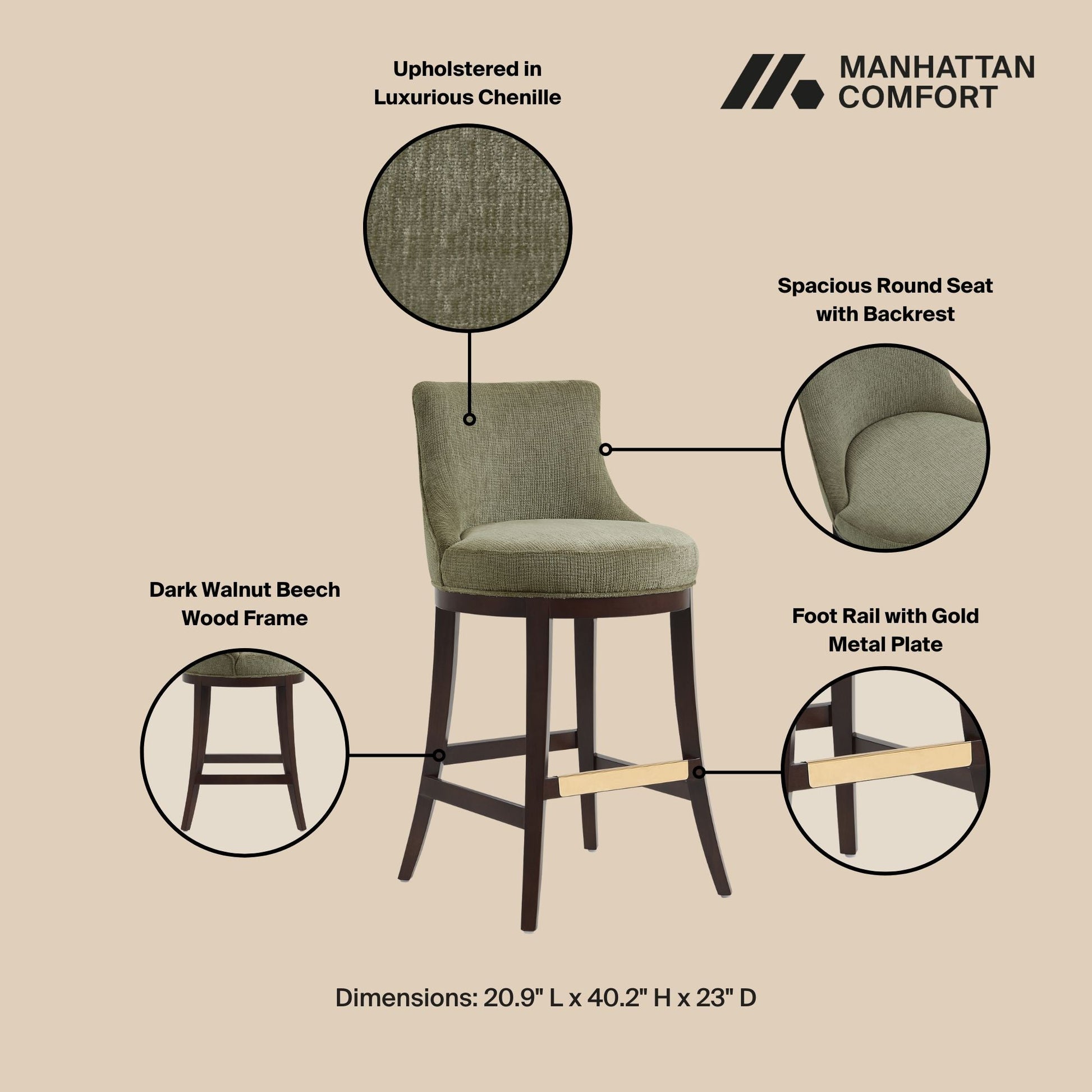 Lucia Barstool in Leaf Green (set of 2) - Ornate Home