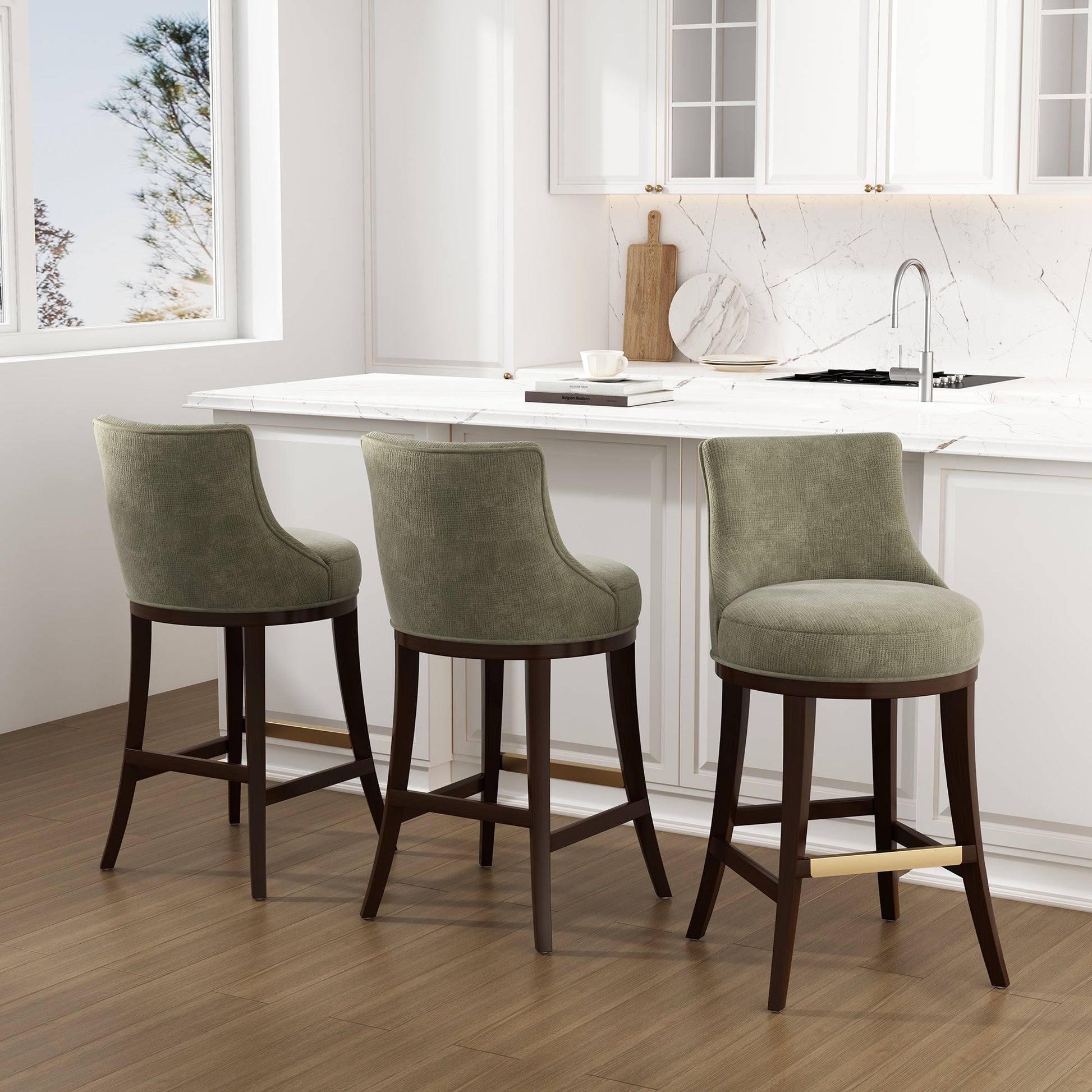 Lucia Barstool in Leaf Green (set of 3) - Ornate Home