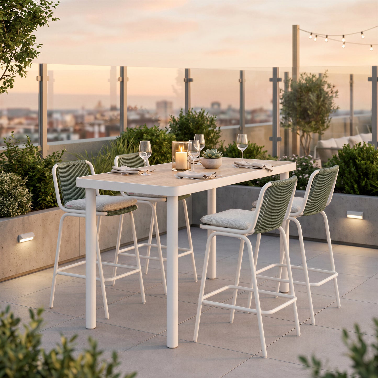 Luft White & Green Outdoor Barstool (Set of 2) - Ornate Home